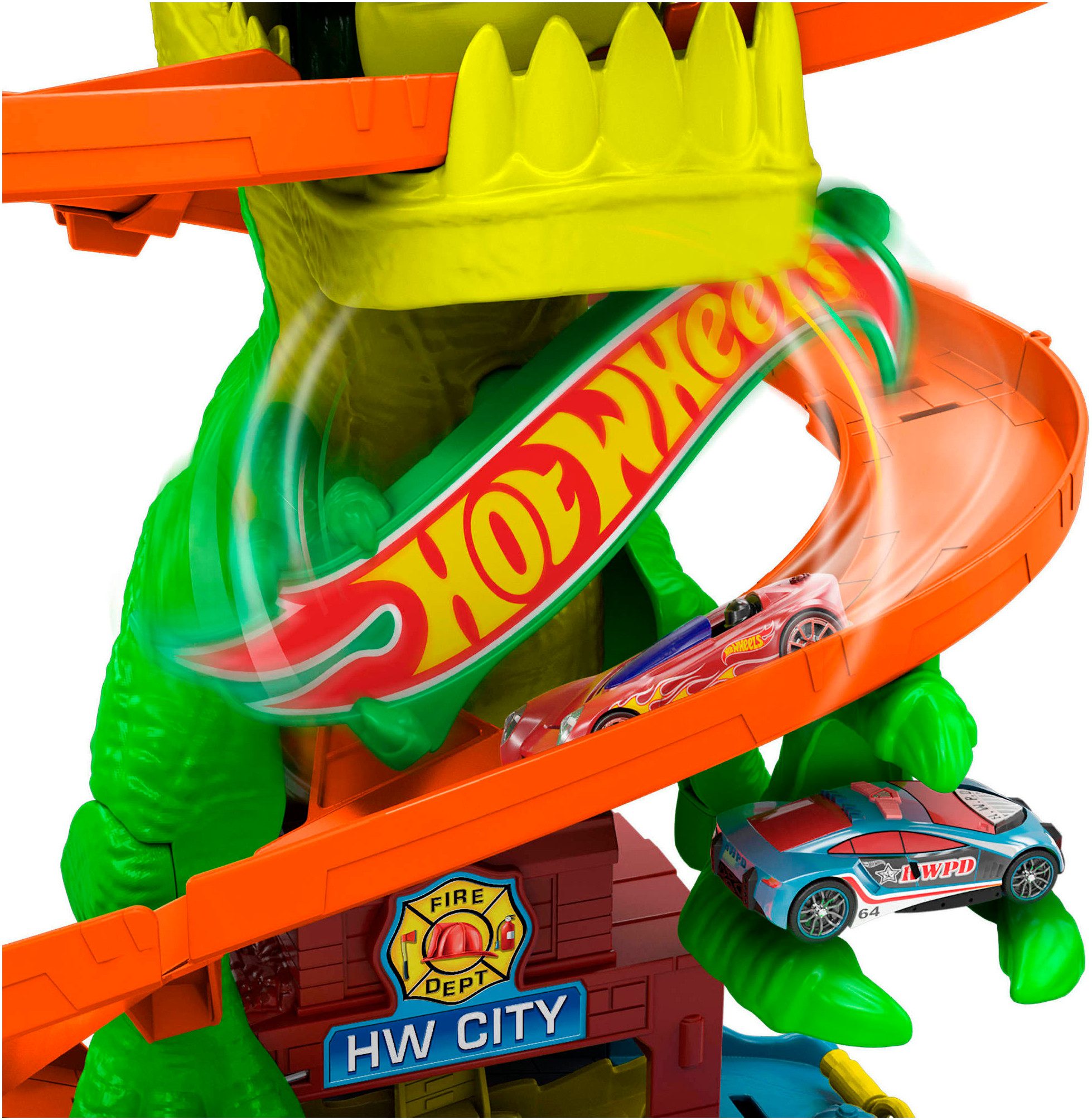 Hot Wheels Autorennbahn Hot Wheels City T-Rex-Feuerschlacht