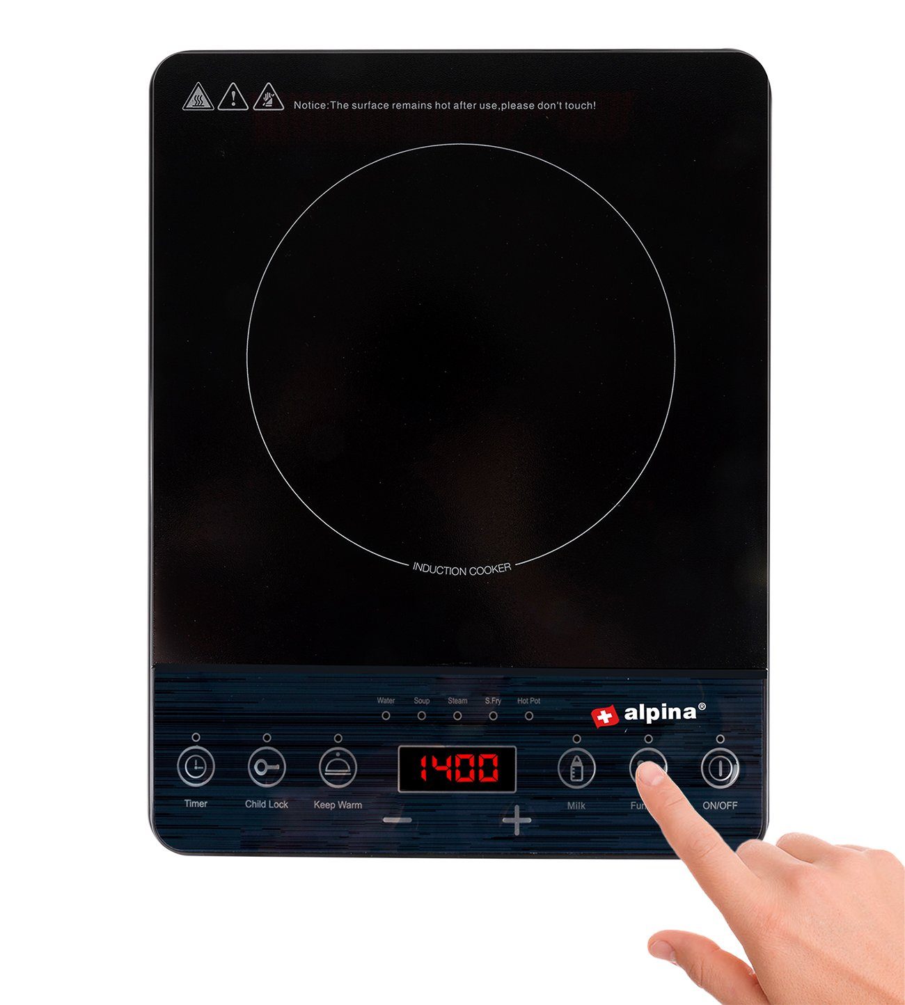 Alpina Induktions-Kochfeld, Induktionskochfeld, Kochplatte 2000 Watt