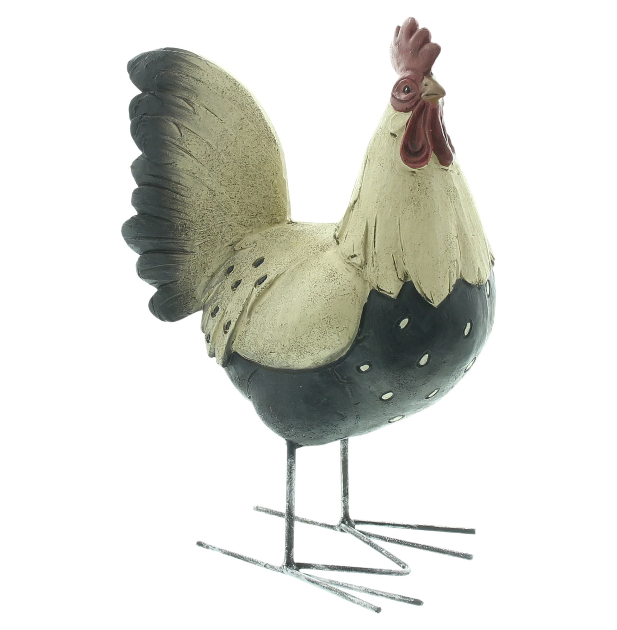 Dekoleidenschaft Dekofigur "Hahn" aus Polyresin, Osterdeko 22 cm hoch, Gartendeko für Ostern