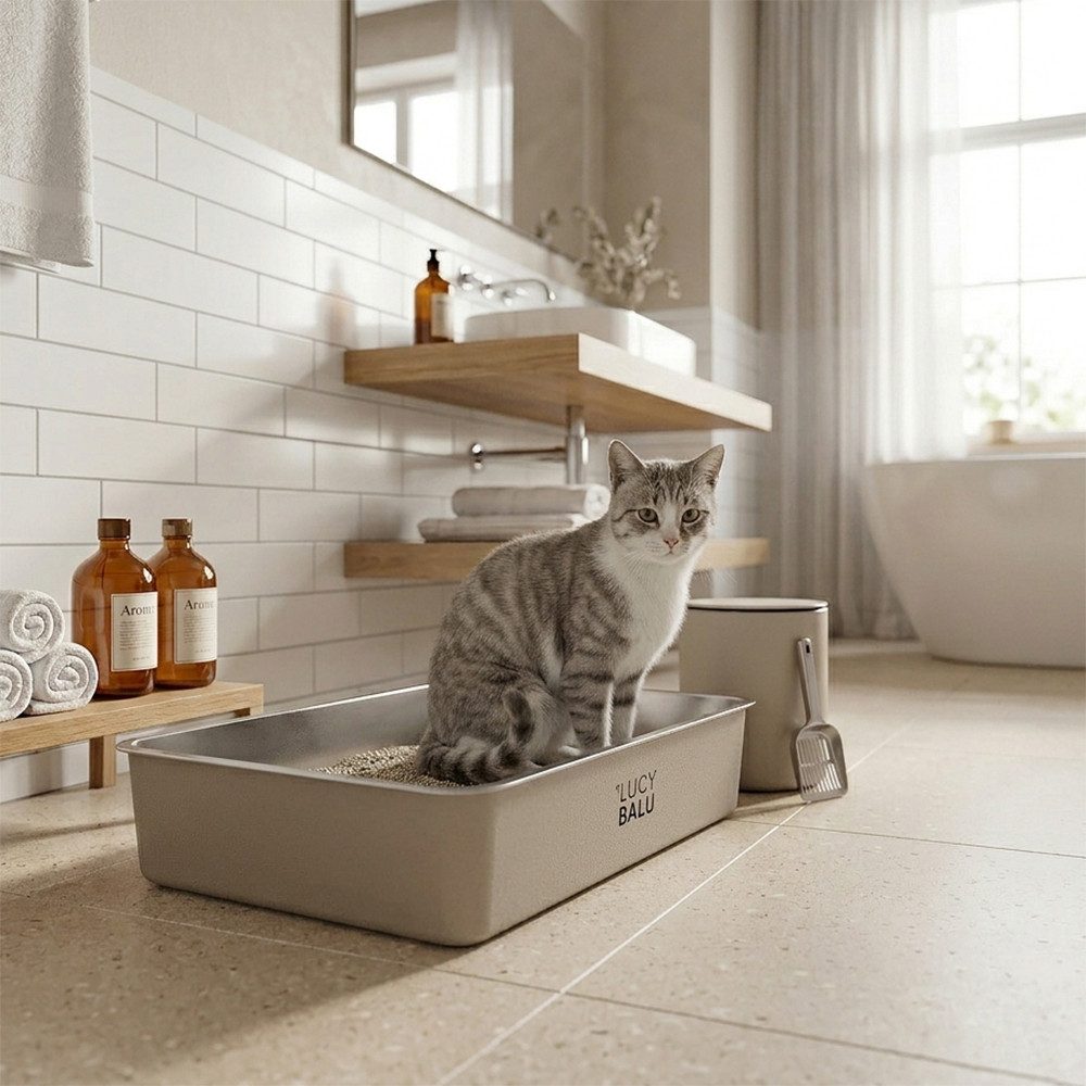 LucyBalu Katzentoilette STEELOO Edelstahl Katzenklo geruchsfrei, Katzentoilette aus Edelstahl