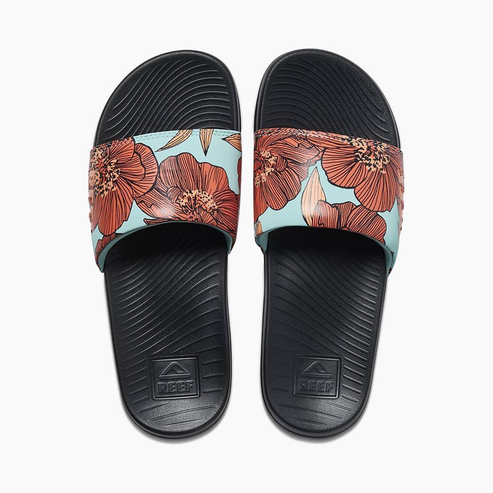 Reef One Slide Aqua Blossom Badesandale