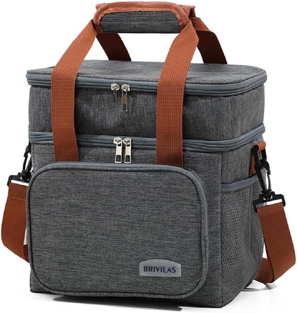LIANNA Kühlbox Kühltasche Große tragbare Isoliertasche für Lunch, Doppeldecker Thermotasche, Kühltasche für Picknick und Ausflüge