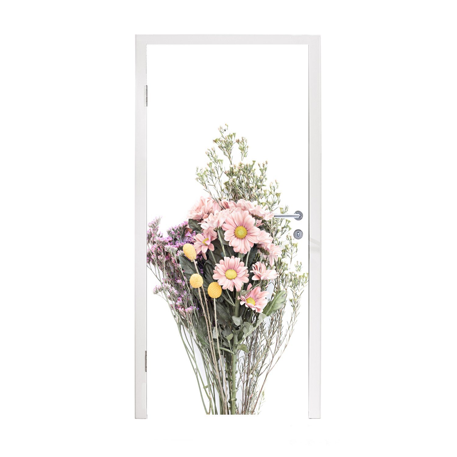 MuchoWow Türtapete Blumen - Strauß - Natur - Pflanzen - Frühling, Matt, bedruckt, (1 St), Fototapete für Tür, Türaufkleber, 75x205 cm