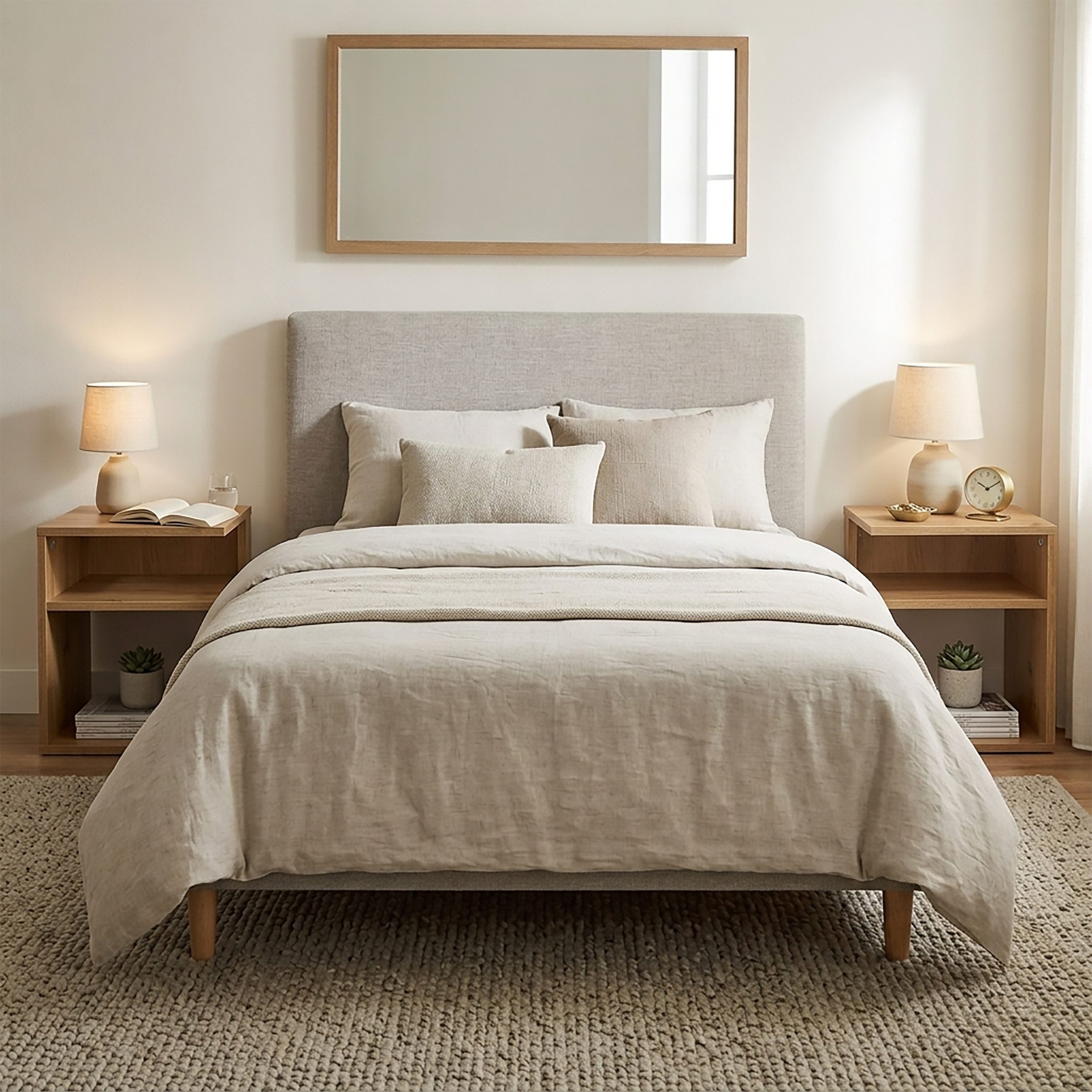 Krok Wood Nachttisch LORA aus laminierter Spanplatte, Beistelltisch für Schlafzimmer (2-St) – Bild 2 von 5