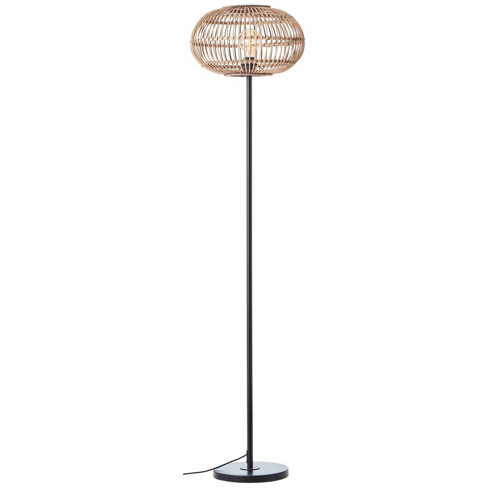 Brilliant Stehlampe Woodball, Woodball Standleuchte 1flg schwarz  matt/bambus Metall/Bambus braun 1x