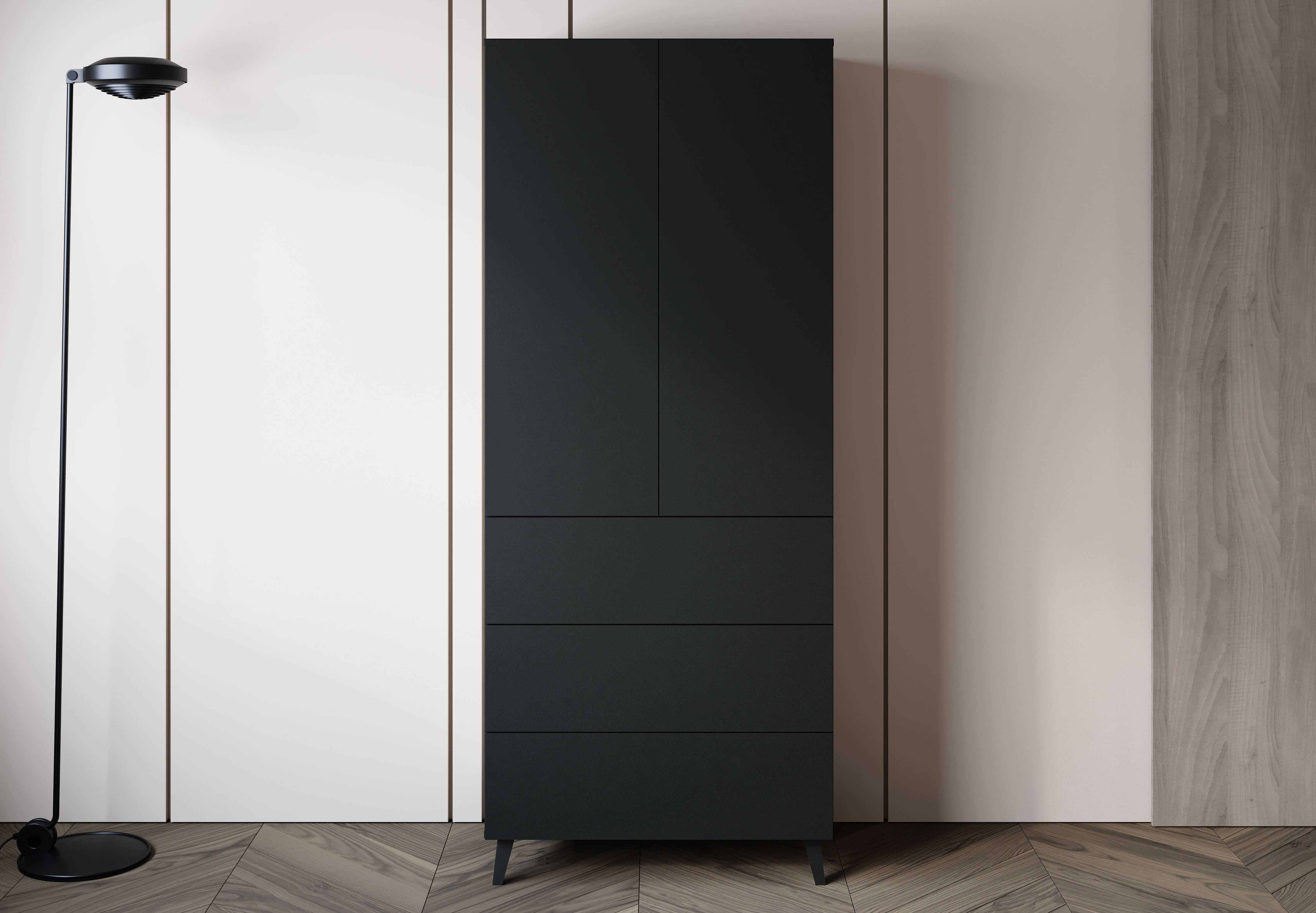 Highboard Phuket Hochschrank mit 2 Türen und 3 Schubladen