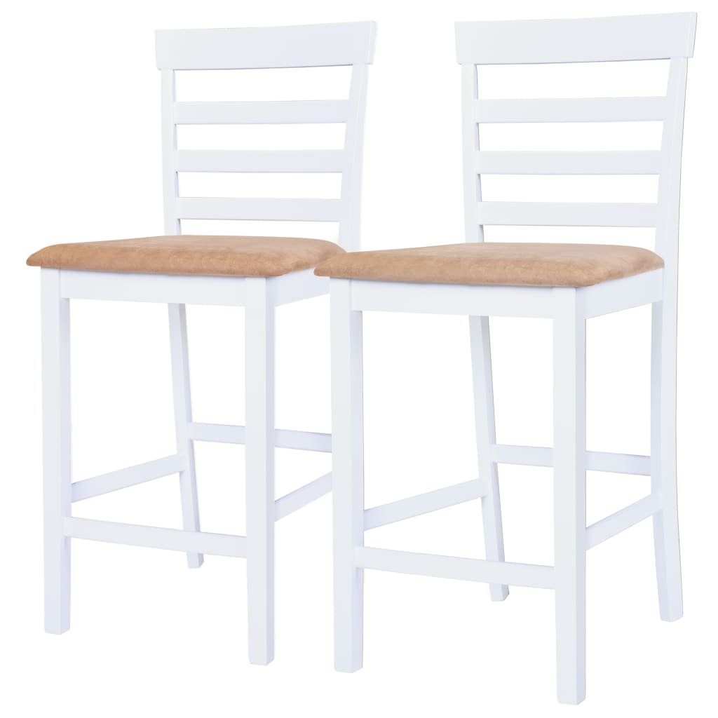 Stühlen Bartisch 3-tlg Sitzgruppe Braun Weiß mit vidaXL Barhoc Massivholz und Hochstühle
