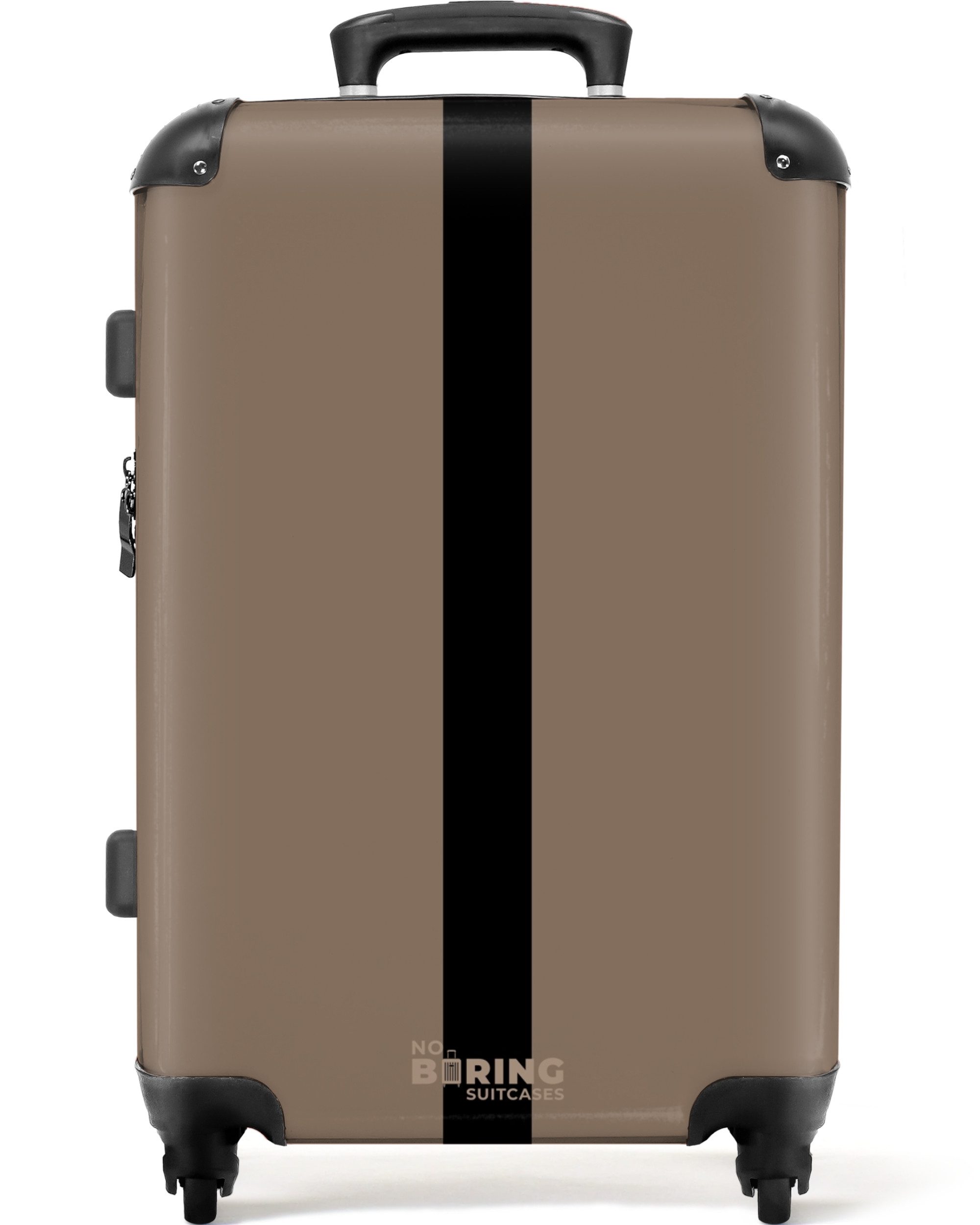 NoBoringSuitcases.com© Hartschalen-Trolley Hellbraun mit schwarzem Streifen günstig online kaufen
