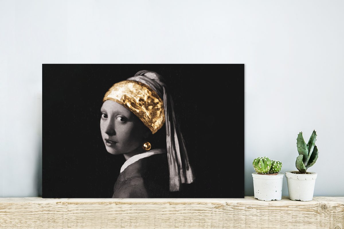 MuchoWow Metallbild Mädchen mit Perlenohrring - günstig online kaufen