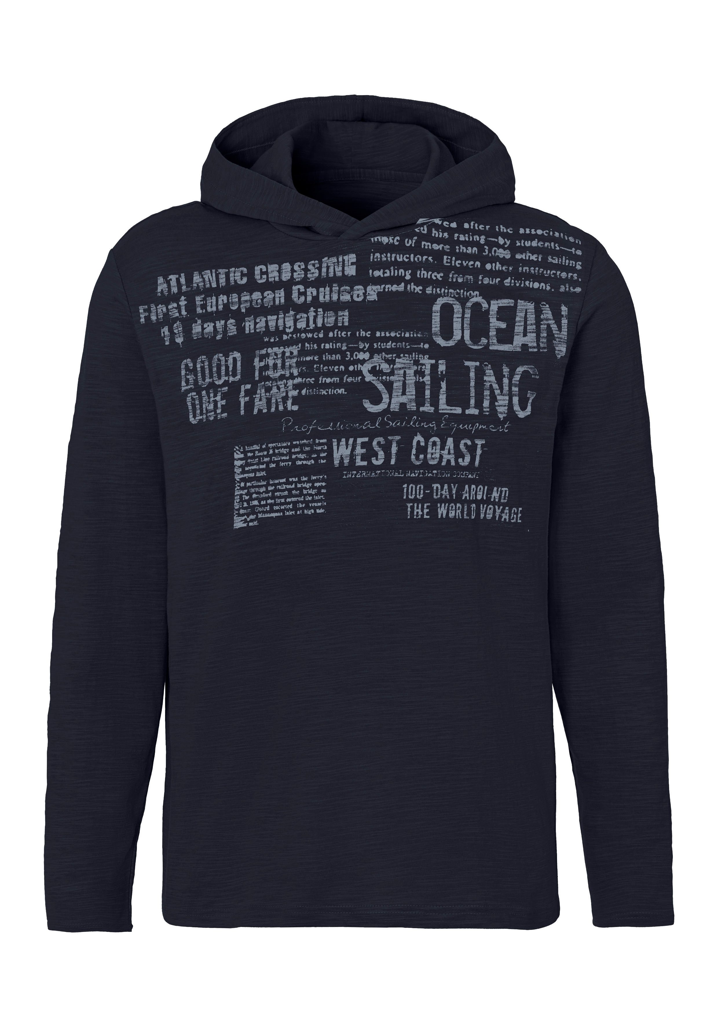 John Devin Kapuzenshirt Langarmshirt bedruckt mit Kapuze aus strukturierter Baumwoll-Qualität – Bild 2 von 5