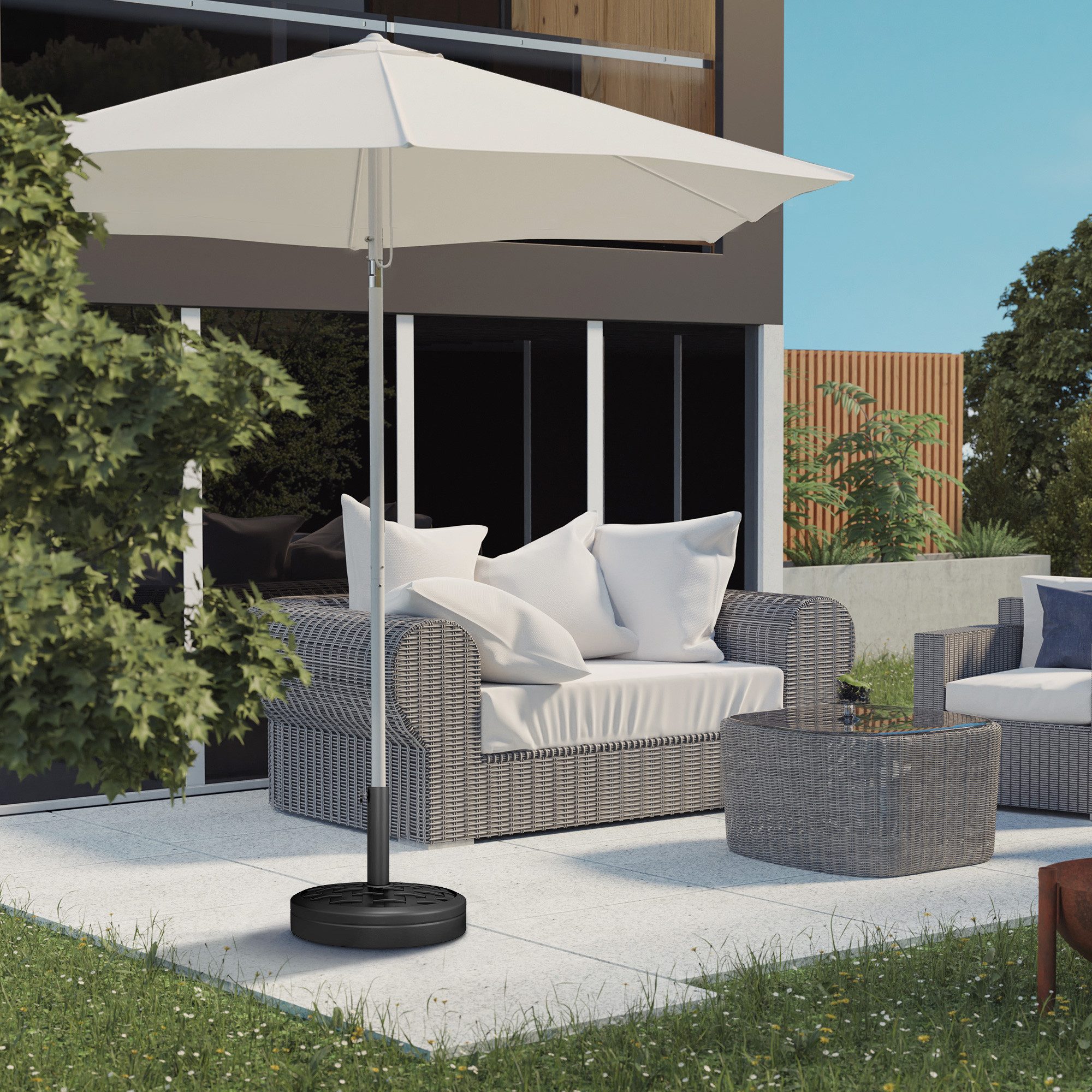 Outsunny Schirmständer Sonnenschirmständer aus Beton, Schirmgewicht für 32/38/48mm Rohr (18 kg, 1 St., Schirmhalter), für Balkon, Terasse, Garten, Schwarz