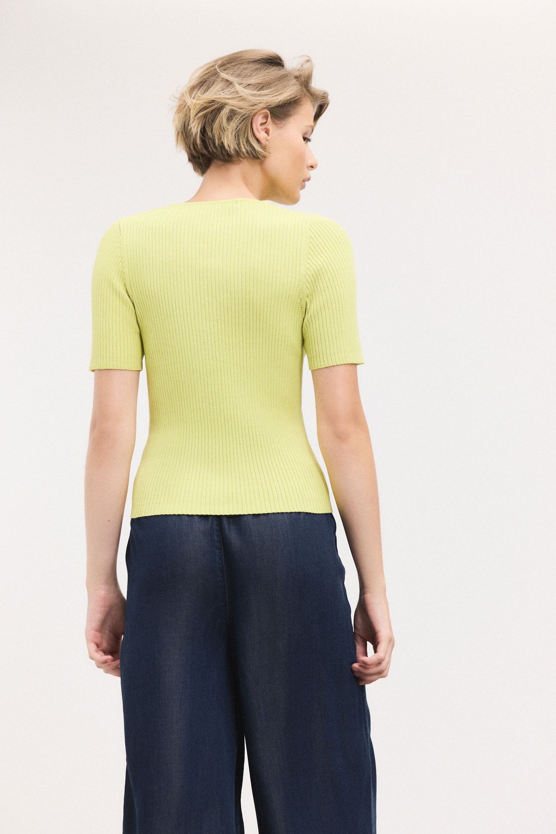 Next T-Shirt Geripptes Kurzarm-Oberteil mit Rundhalsausschnitt (1-tlg) günstig online kaufen