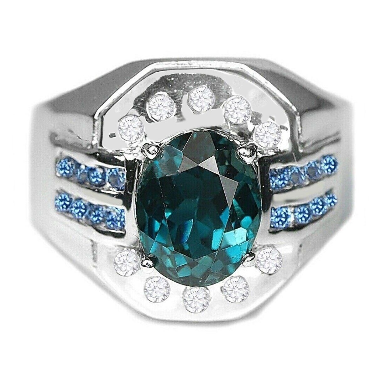 Goldene Hufeisen Silberring London Blautopas Ring aus 925 Silber Damen echte Edelsteine Fingerring, Einzelstück, Handarbeit