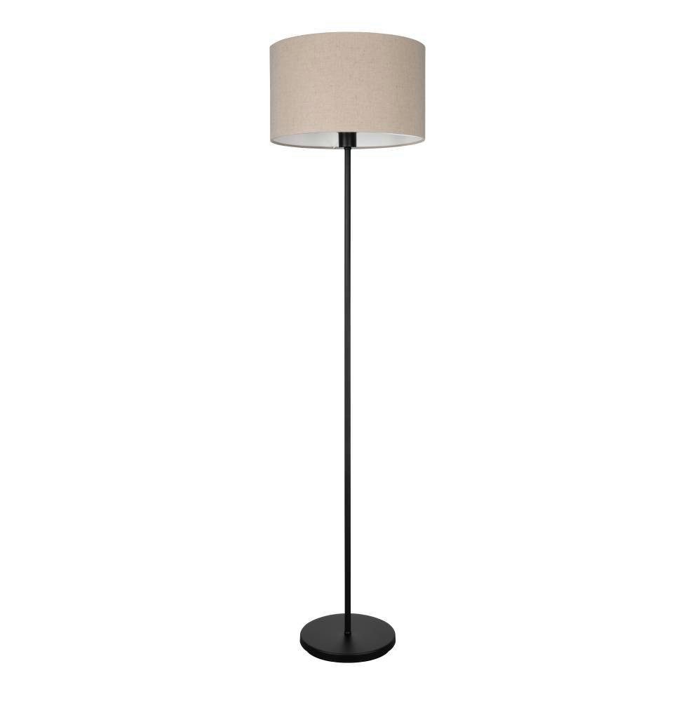 EGLO Stehlampe FENIGLIA Stehlampe, Stahl, Textil und Leinen, E27, Wohnzimmerlampe, ohne Leuchtmittel, Stehleuchte, H151 cm, Ø38 cm, schwarz, 1X40W exkl.