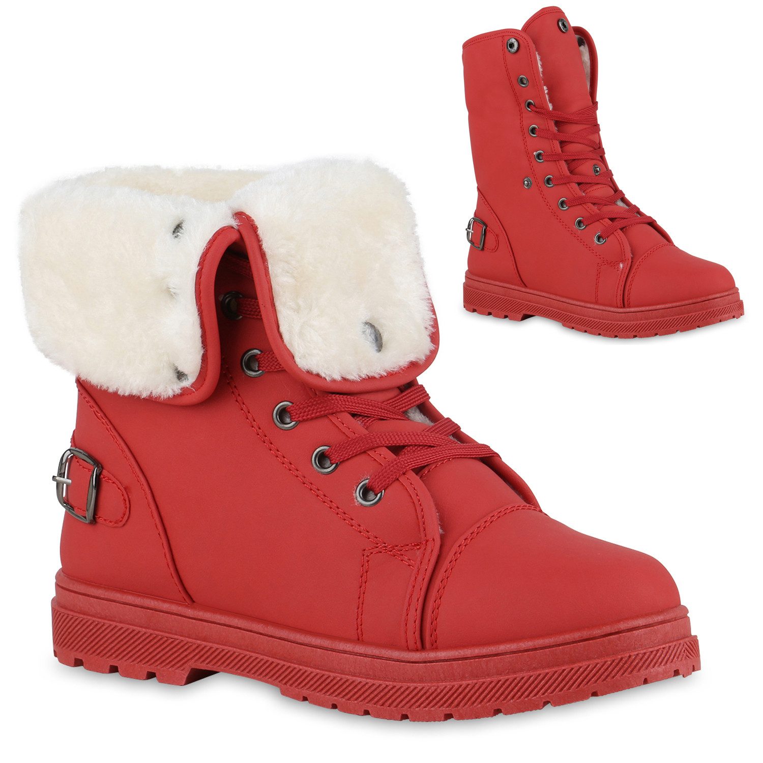 VAN HILL 840859 Sneaker Damen Sneaker High Chloe Warm gefütterte Winterschuhe mit Schnallen