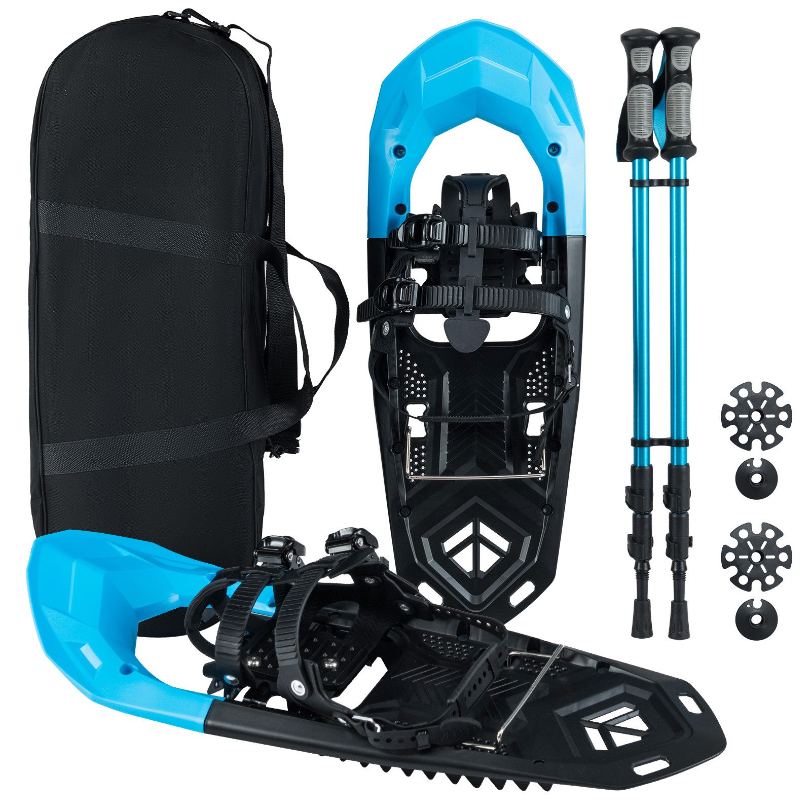 COSTWAY Schneeschuhe, mit Trekkingstöcke, Ratschenbindungen & Zehenbox