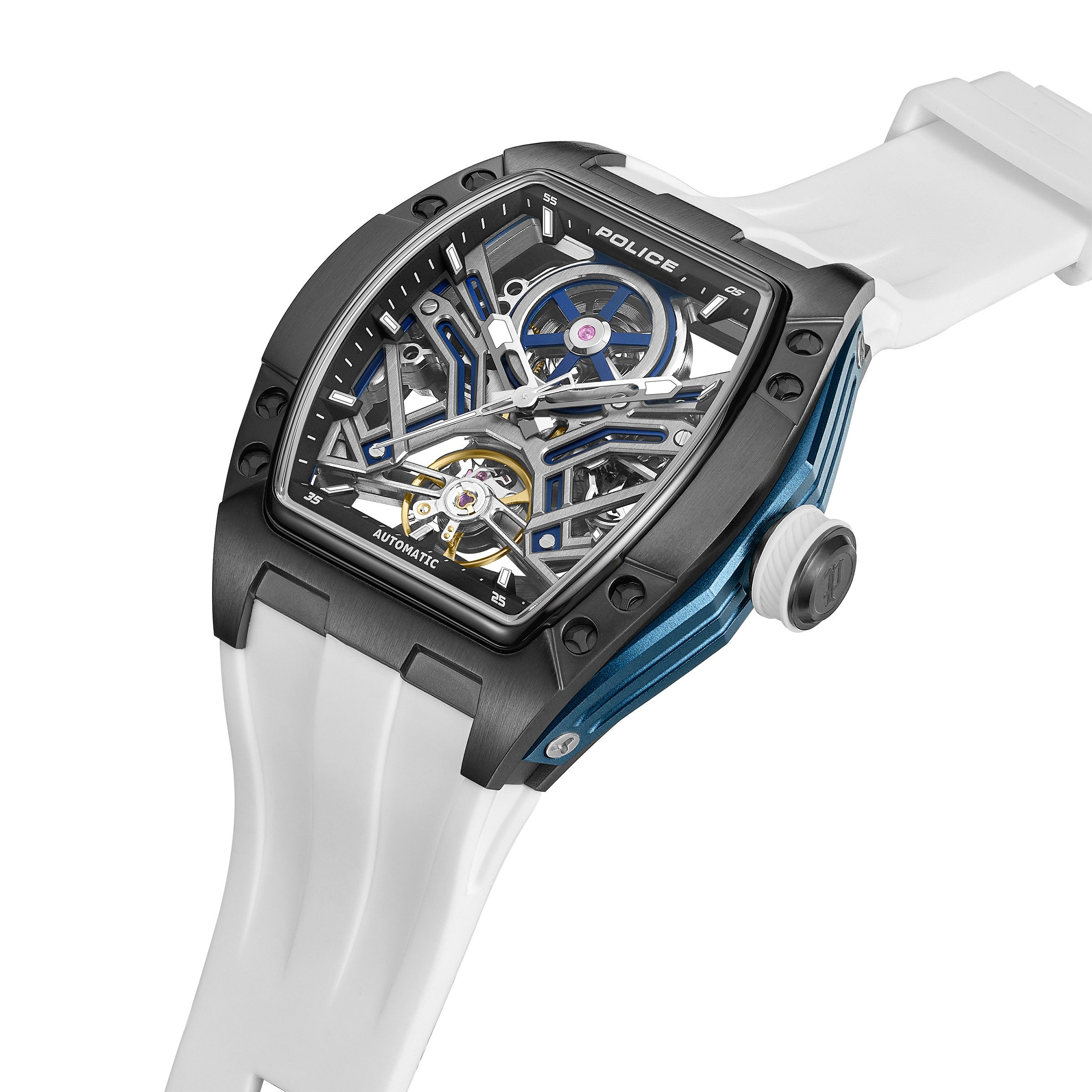 Police Automatikuhr Tampa PEWGR0082103, Armbanduhr, Herrenuhr, Mechanische Uhr, Silikonarmband, analog