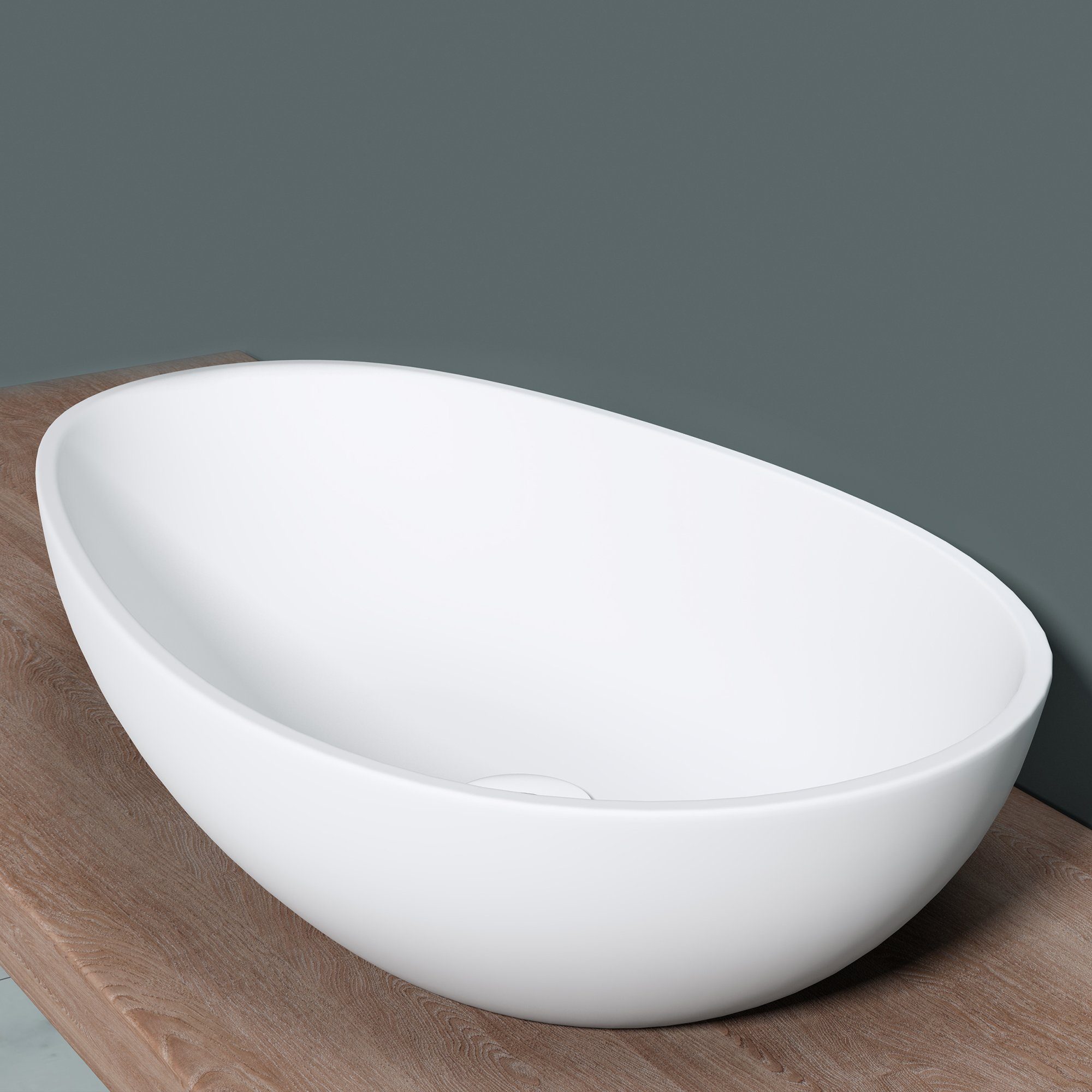 doporro Waschbecken Aufsatzwaschbecken Waschtisch Hängewaschschale Oval Col809, antibakteriell und leicht zu reinigen, hochwertiges Material – Bild 5 von 5