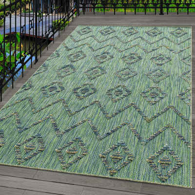 Outdoorteppich Boho-Design, Carpettex, Läufer, Höhe: 10 mm, Outdoor Teppich Grün 3D Boho Design für Küchen Balkon Terrasse Garten
