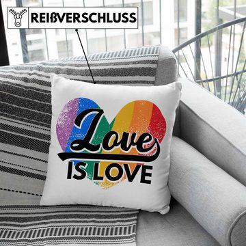 Trendation Dekokissen Trendation - LGBT Kissen Geschenk für Schwule Lesben Transgender Regenbogen Lustige Grafik Regenbogen Love Is Love Dekokissen mit Füllung 40x40
