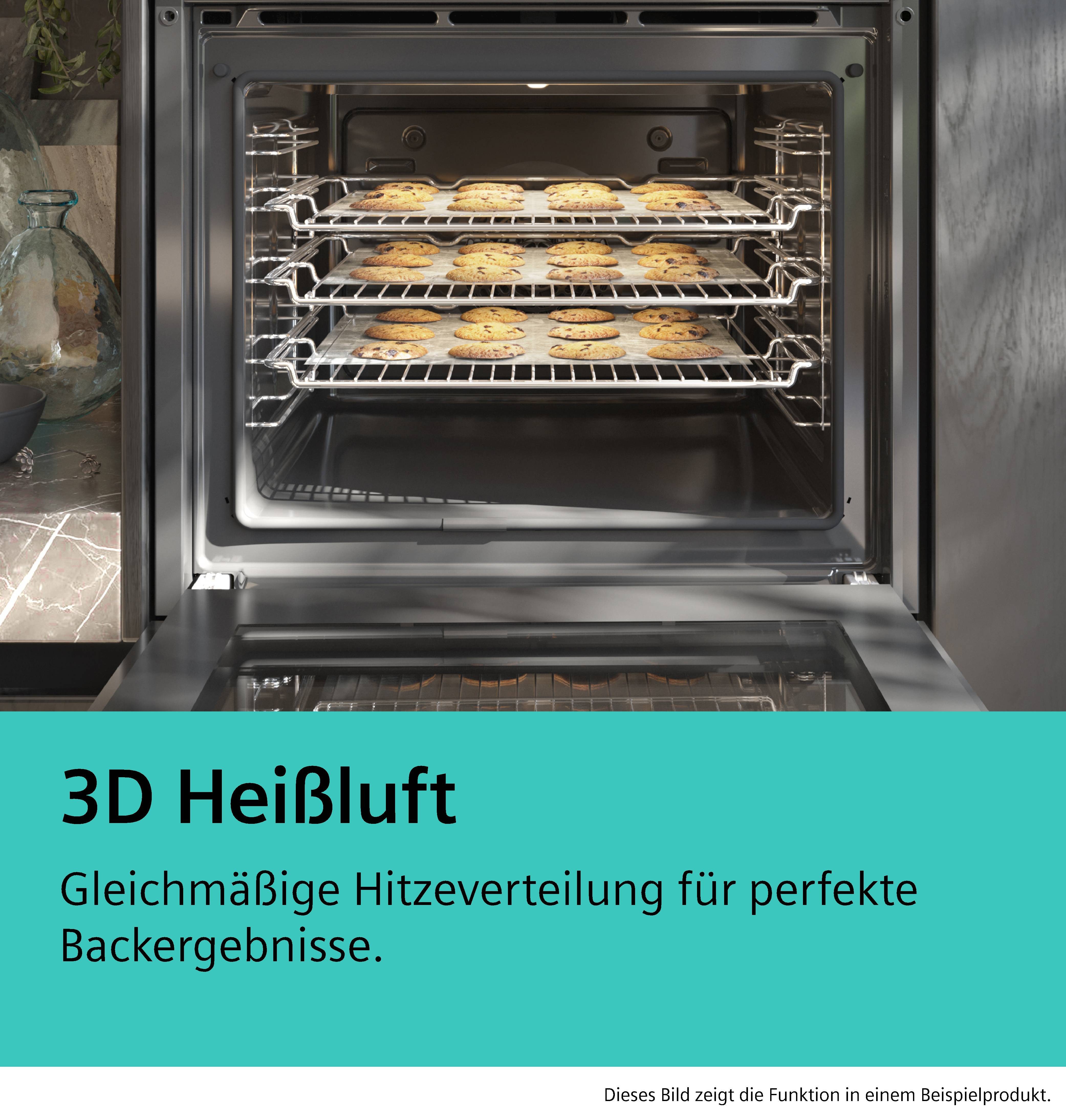 SIEMENS Pyrolyse Backofen iQ300 HB571ABS3, mit Teleskopauszug nachrüstbar, Automatische Selbstreinigung & einfache Steuerung dank LED-Bedienung