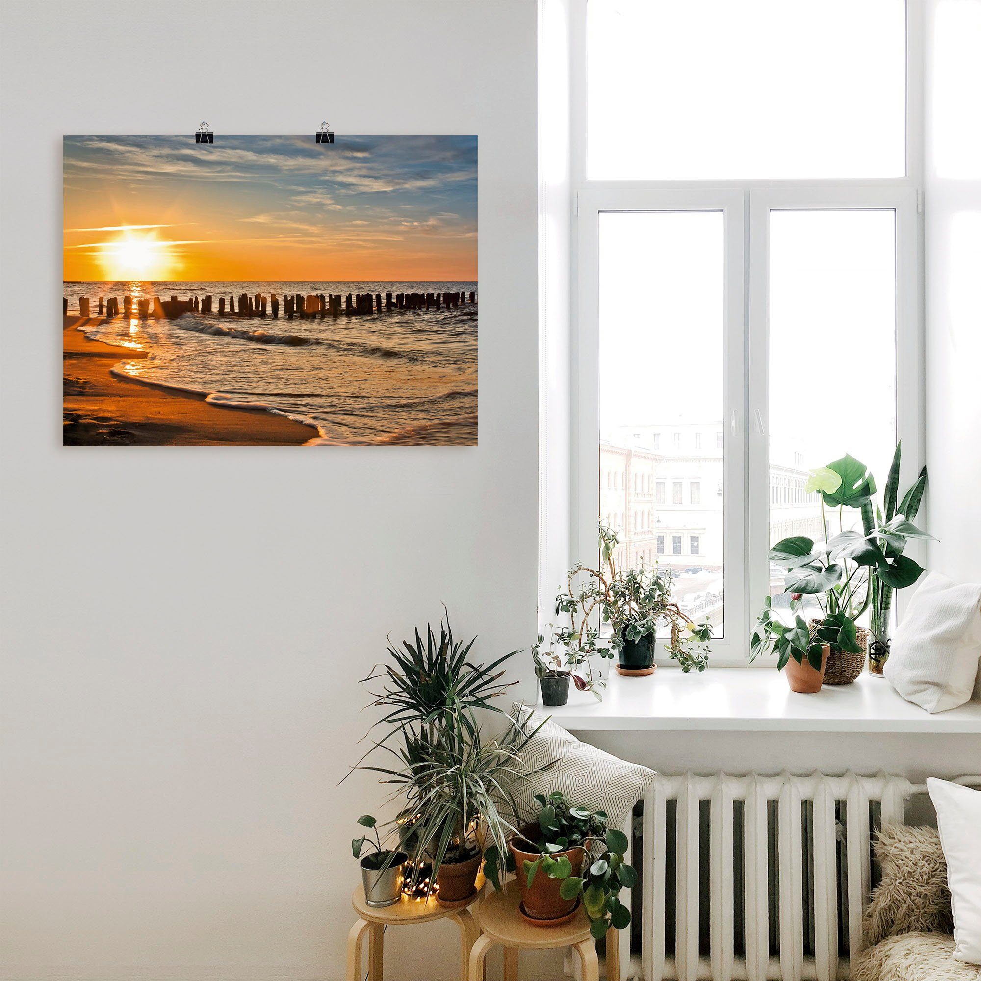 oder (1 St), Alubild, Artland Wandbild in Sonnenuntergang versch. Schöner als am Wandaufkleber Größen Poster Leinwandbild, Strand Strand,