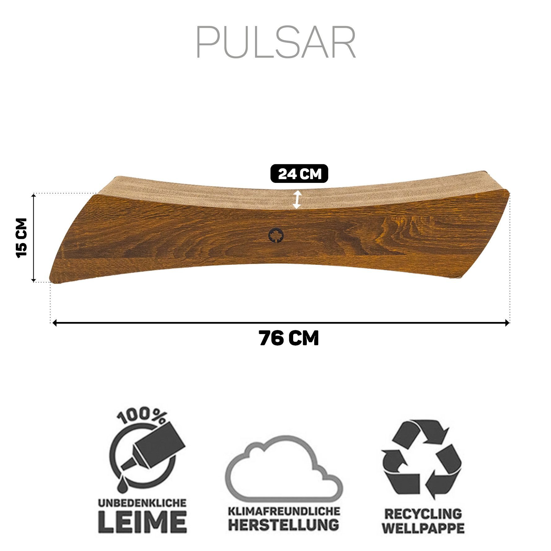 Canadian Cat Company Kratzbrett PULSAR für Katzen, 76 x 24 x 15 cm, doppelseitig nutzbar, Kratzmöbel & Liegeplatz