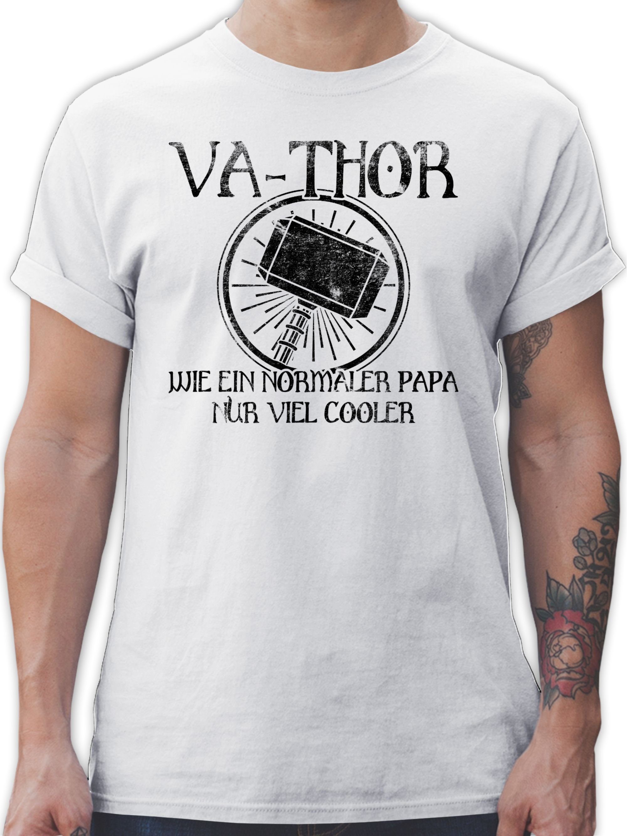 Shirtracer T-Shirt Vathor wie ein normaler Papa nur viel cooler - schwarz Vatertag Geschenk für Papa 03 Weiß