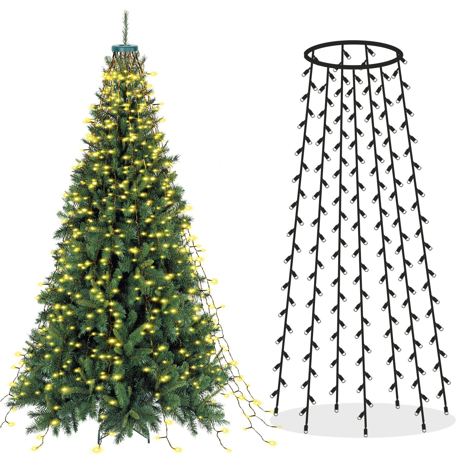 MUPOO LED-Baummantel »Led Lichterkette Weihnachtsbaum,30V 6W,Speicher&  Timing,Star-Topper«, 8 Modi, IP44 Wasserdicht, Christbaumbeleuchtung