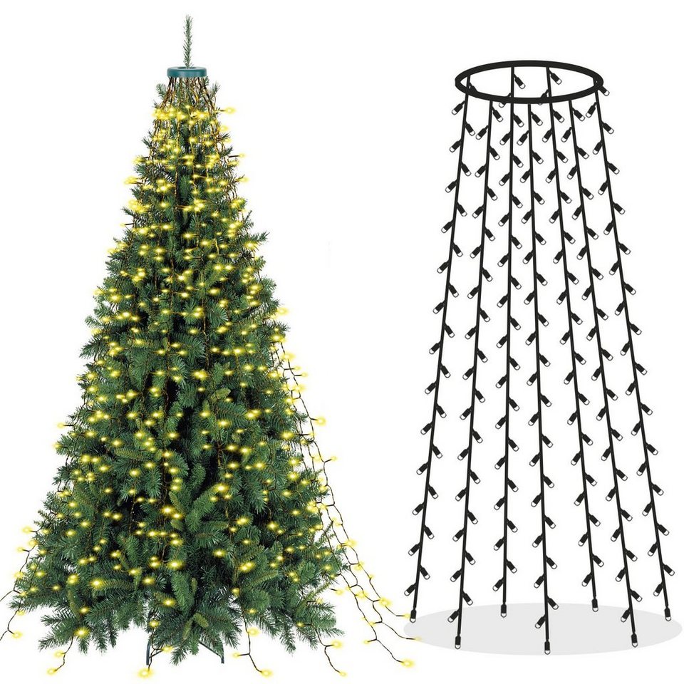 MUPOO LED-Baummantel Led Lichterkette Weihnachtsbaum,30V 6W,Speicher&  Timing,Star-Topper, 8 Modi, IP44 Wasserdicht, Christbaumbeleuchtung