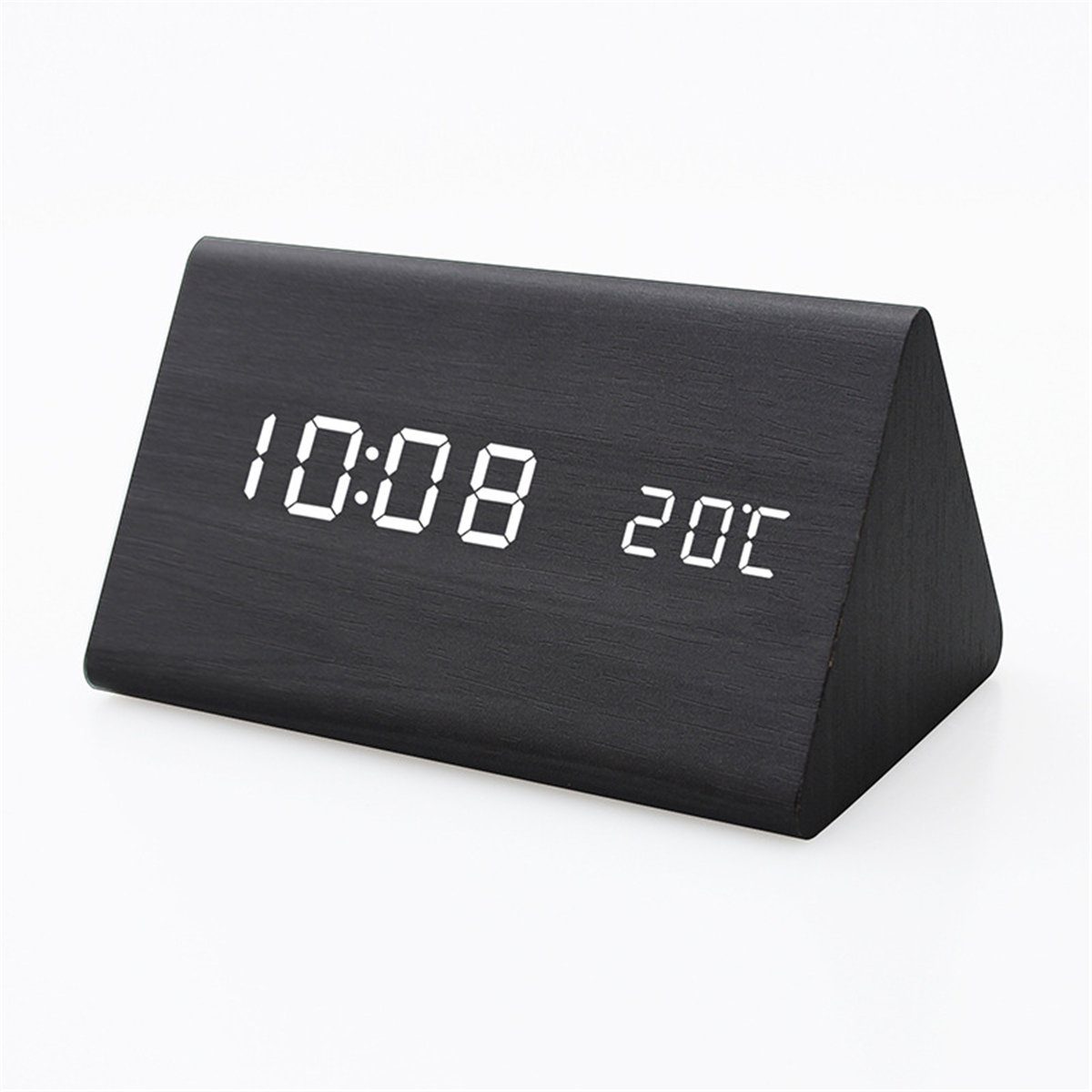 K&B Wecker Zeitanzeige aus Holz mit elektronischer LED (schwarz) | 