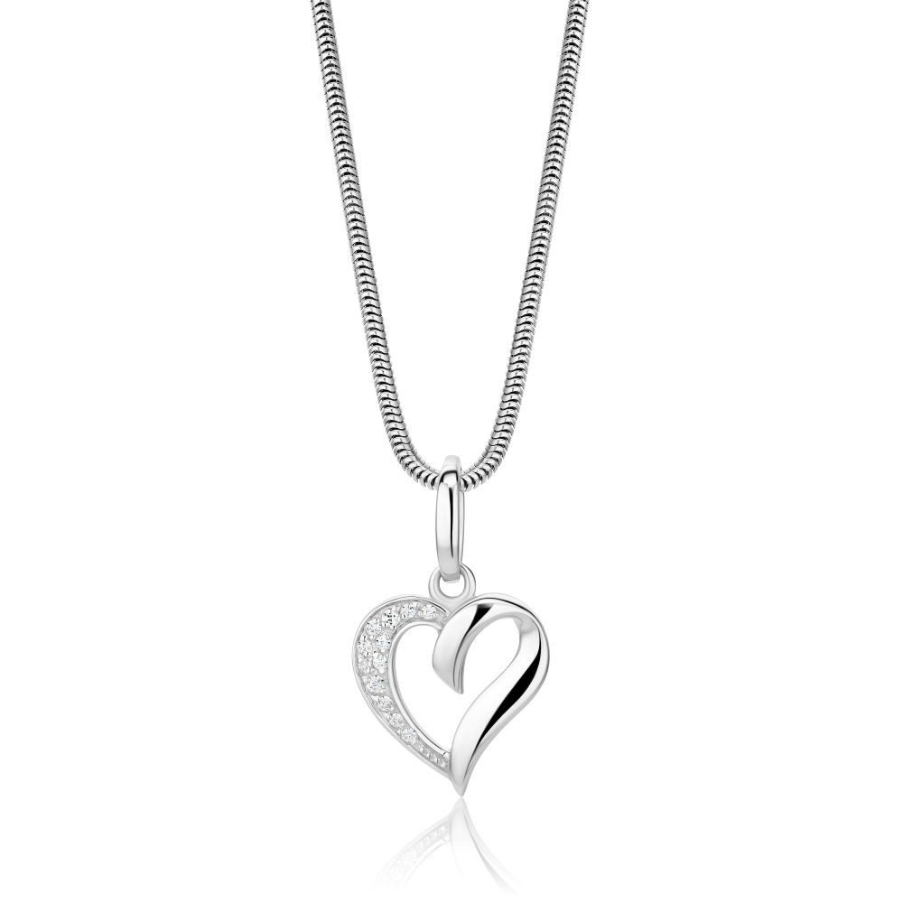 Miore Kette mit Anhänger MSM164N - Halskette & Herzanhänger 925 Sterling Silber, Herz mit 12 Zirkonia 0,11 Kt