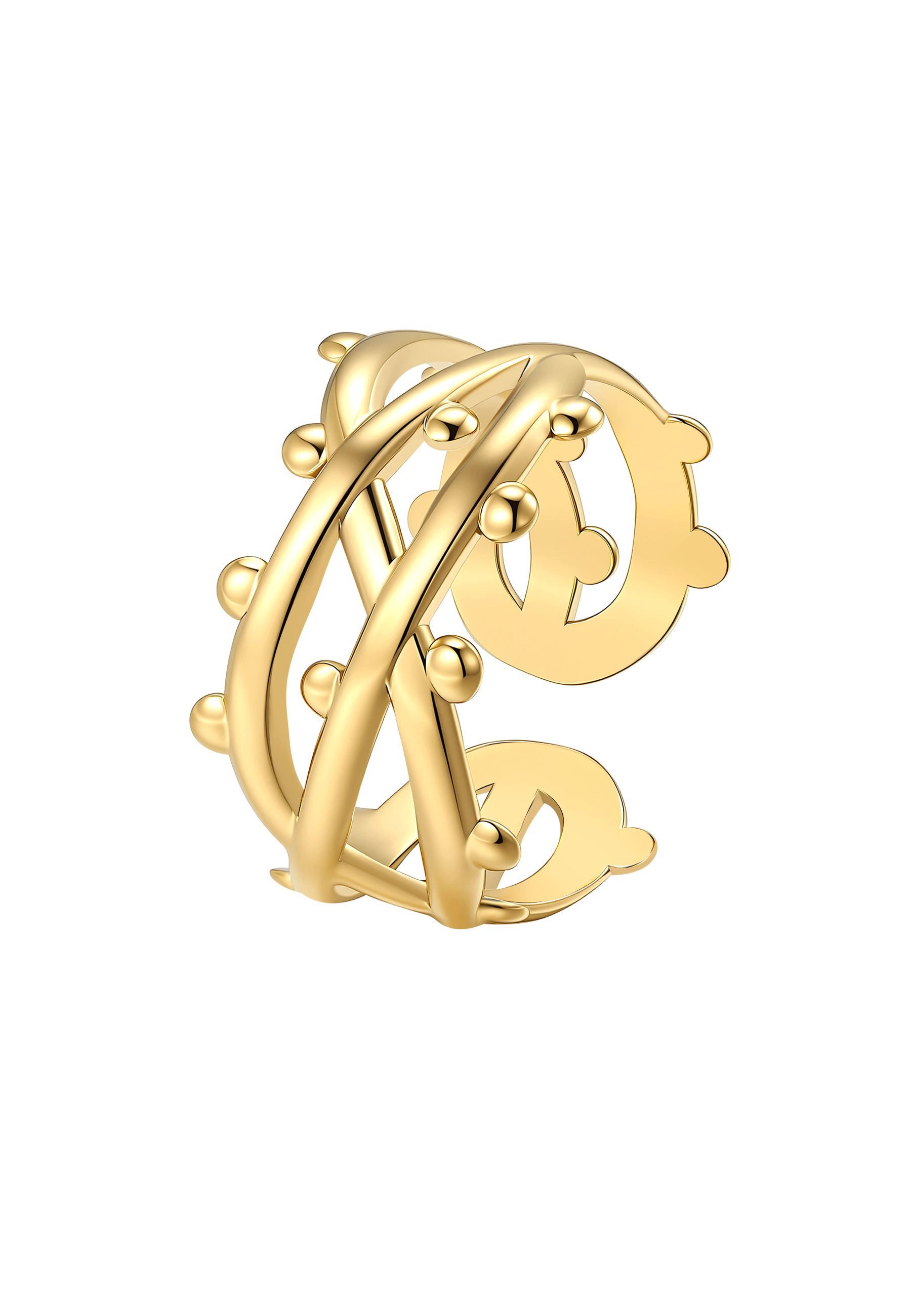 Hey Happiness Fingerring Organica, offener Edelstahl Damenring, Statement Ring mit geschwungenen Bändern, in Gold Rosa Silber