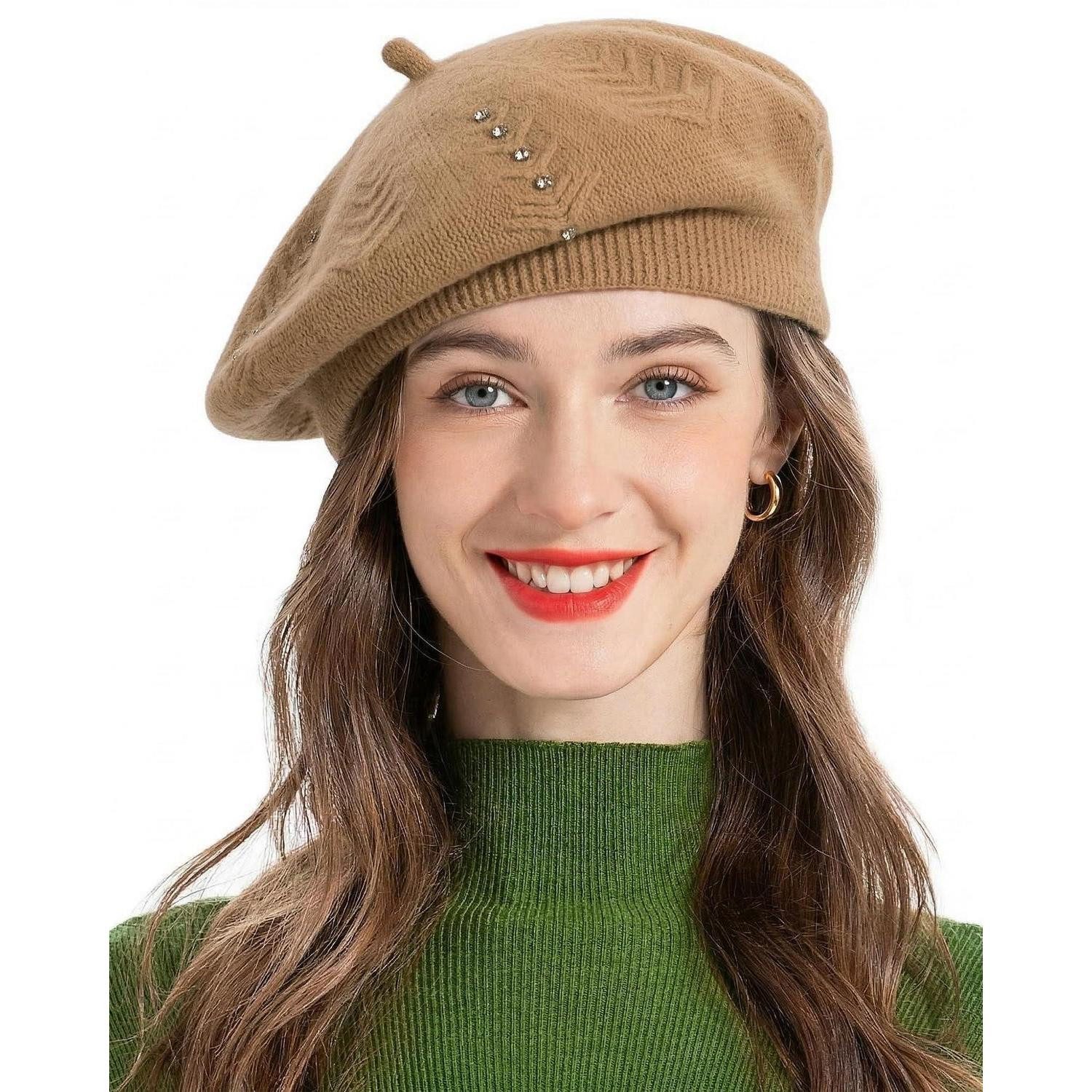 LuxusKollektion Baskenmütze Damen Baskenmütze Camel