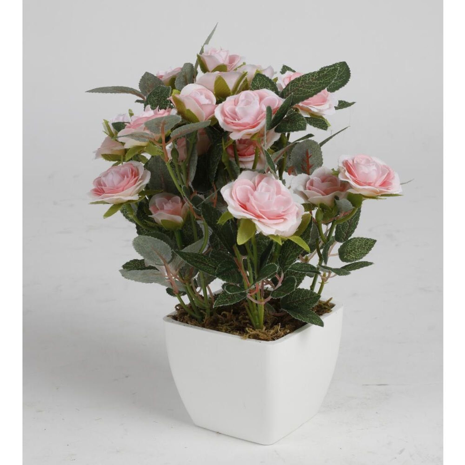 Kunstpflanze 12x Künstliche Rose Topf Kunstpflanze Blumen Innendekoration Wohnzimme