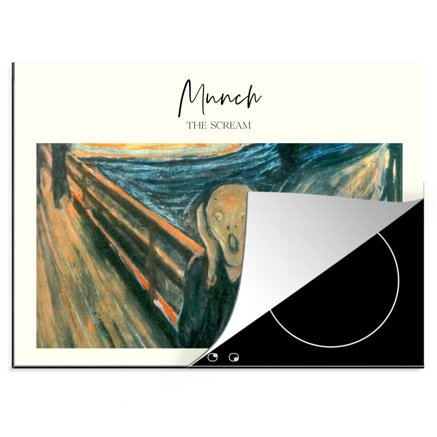 MuchoWow Herdblende-/Abdeckplatte Kunst - Munch - Der Schrei, Vinyl, (1 tlg), 70x52 cm, Mobile Arbeitsfläche nutzbar, Ceranfeldabdeckung