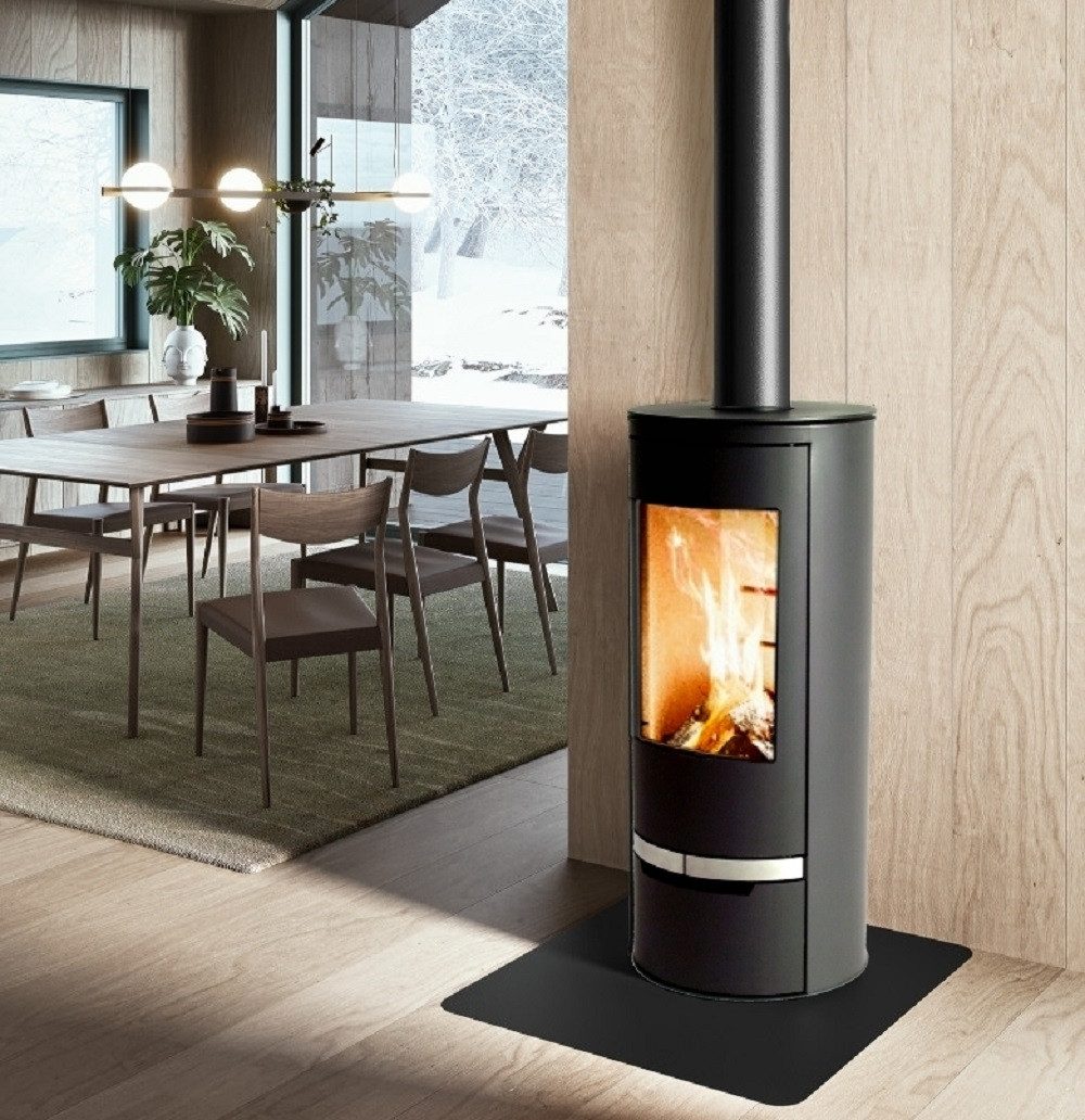 Apex Kaminofen Panorama Kaminofen 7kW Holzofen XXL Bogenscheibe Kamin 56319, (1-tlg)