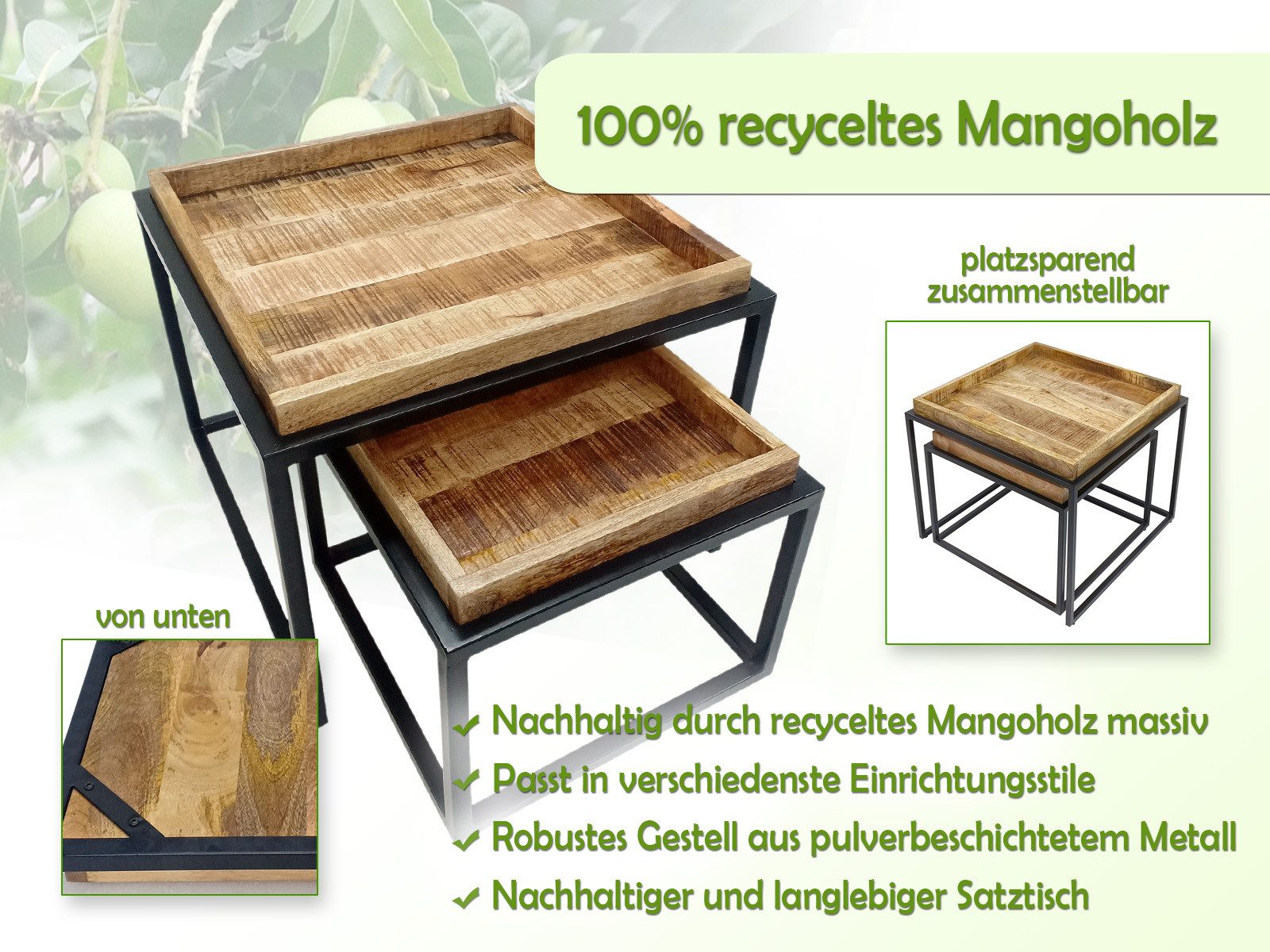 Amagohome Couchtisch Couchtisch 2er Set 54x54cm günstig online kaufen