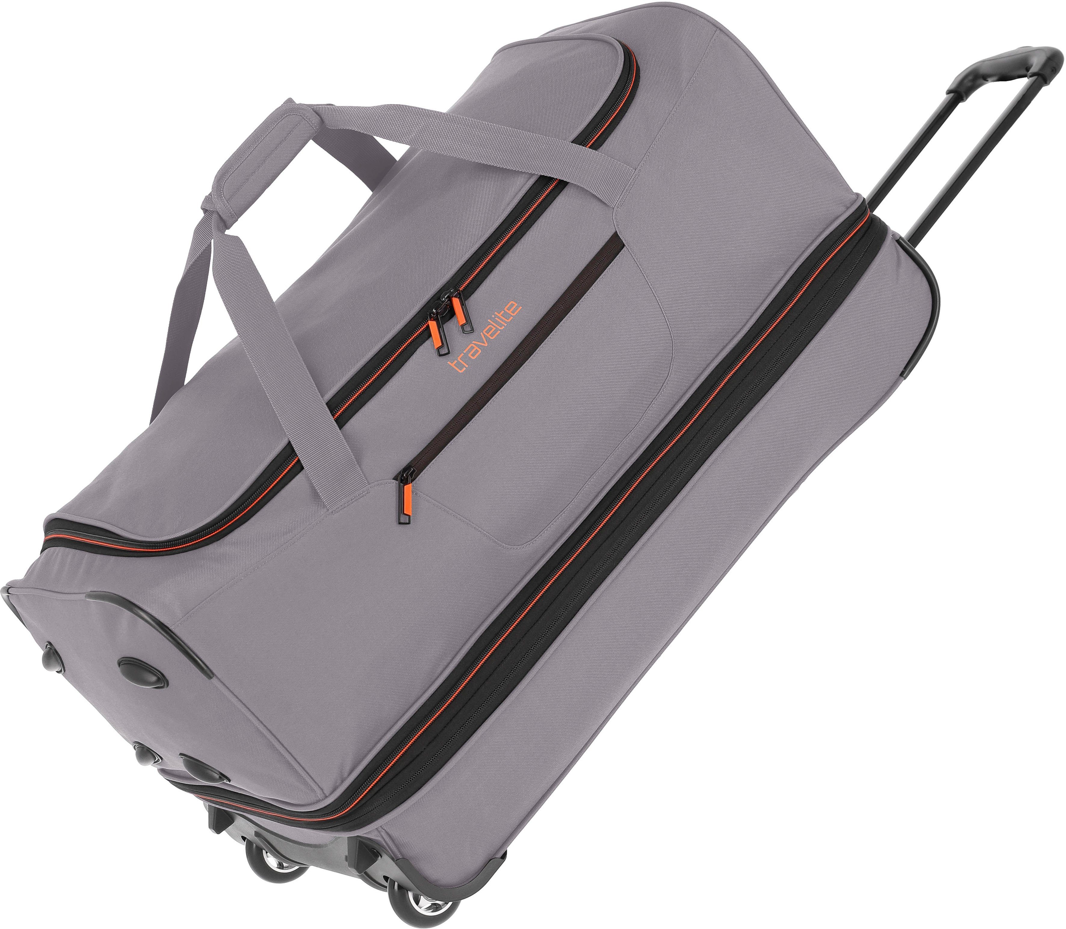 travelite Reisetasche Basics, 70 cm, grau/orange, mit Trolleyfunktion und Volumenerweiterung