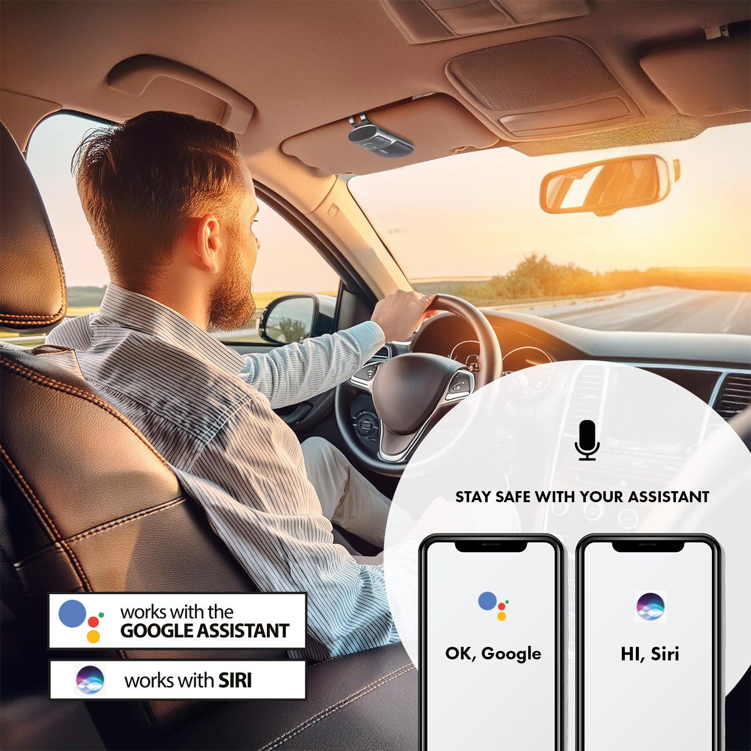 Audiocore AC480 Bluetooth 5.0-Freisprecheinrichtung für das Auto Auto-Lautsprecher (A2DP, 2-W-Lautsprecher, Google, Siri) – Bild 4 von 5
