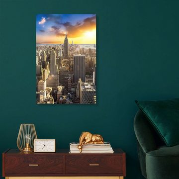 Posterlounge Acrylglasbild Jan Christopher Becke, Sonnenuntergang über Manhattan in New York City, USA, Wohnzimmer Fotografie
