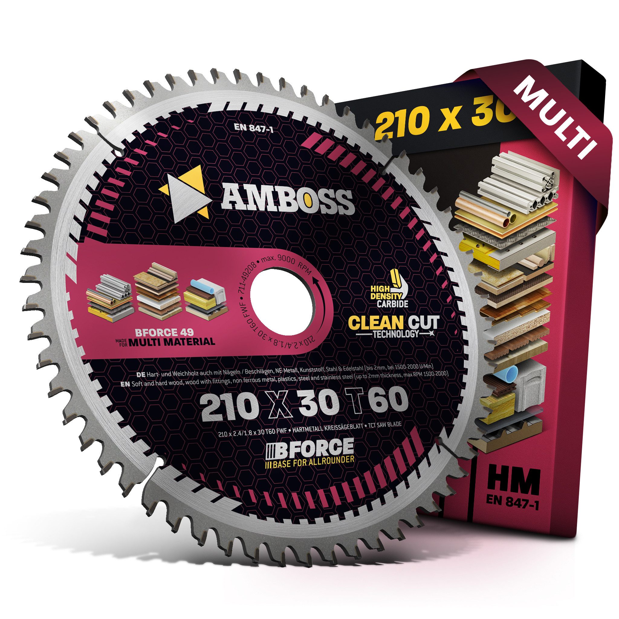 Amboss Werkzeuge Kreissägeblatt HM Kreissägeblatt - 210 x 2.4/1.8 x 30 Z60 FWF