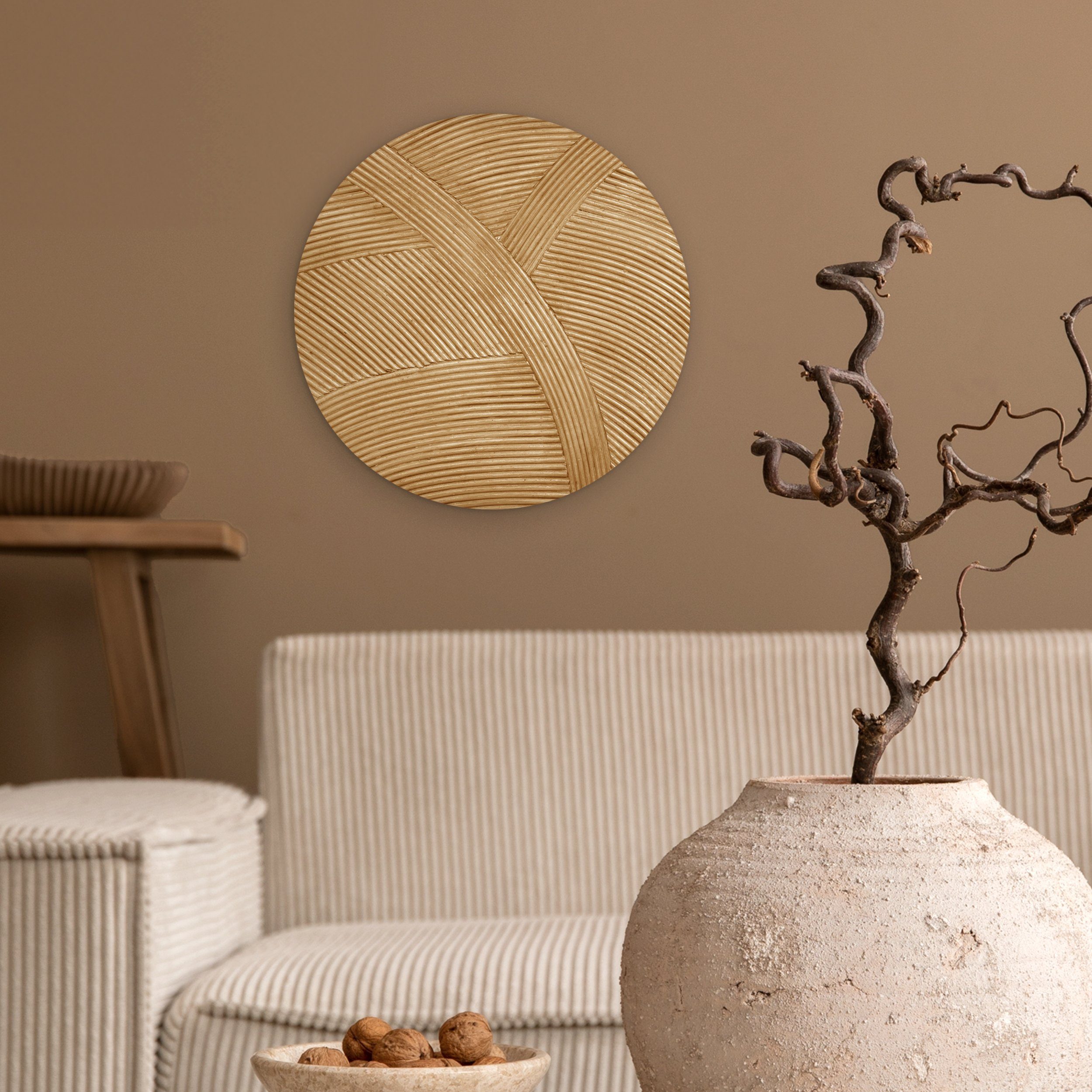 MuchoWow Gemälde Struktur - Natur - Kunst - Rattan, Fotodruck (1 St), Kreis günstig online kaufen