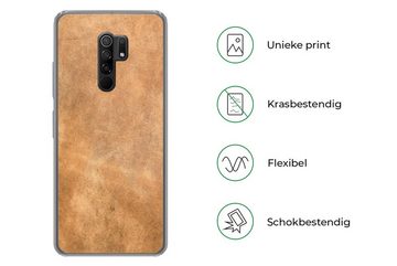 MuchoWow Handyhülle Leder - Strukturiert - Lederoptik - Braun, Phone Case, Handyhülle Xiaomi Redmi 9, Silikon, Schutzhülle