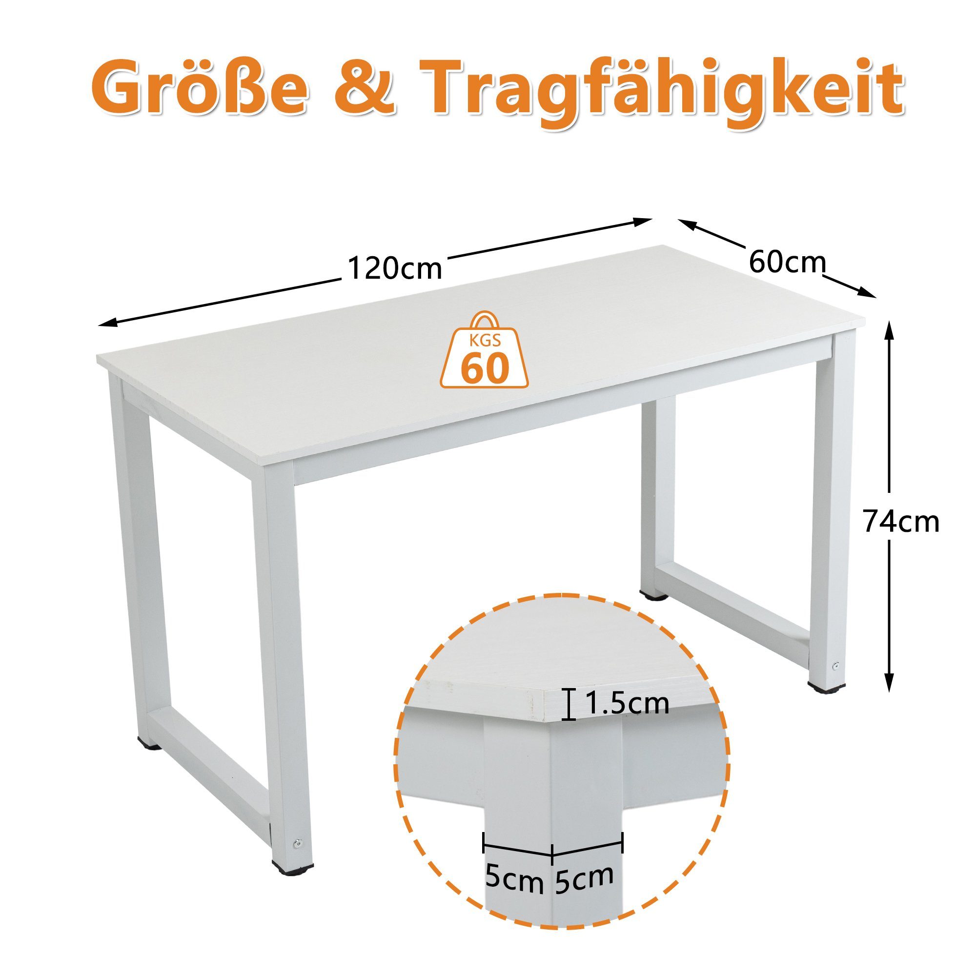 Thanaddo Arbeitstisch 60 x 120 cm Schreibtisch, Kleiner Computertisch, Büro günstig online kaufen