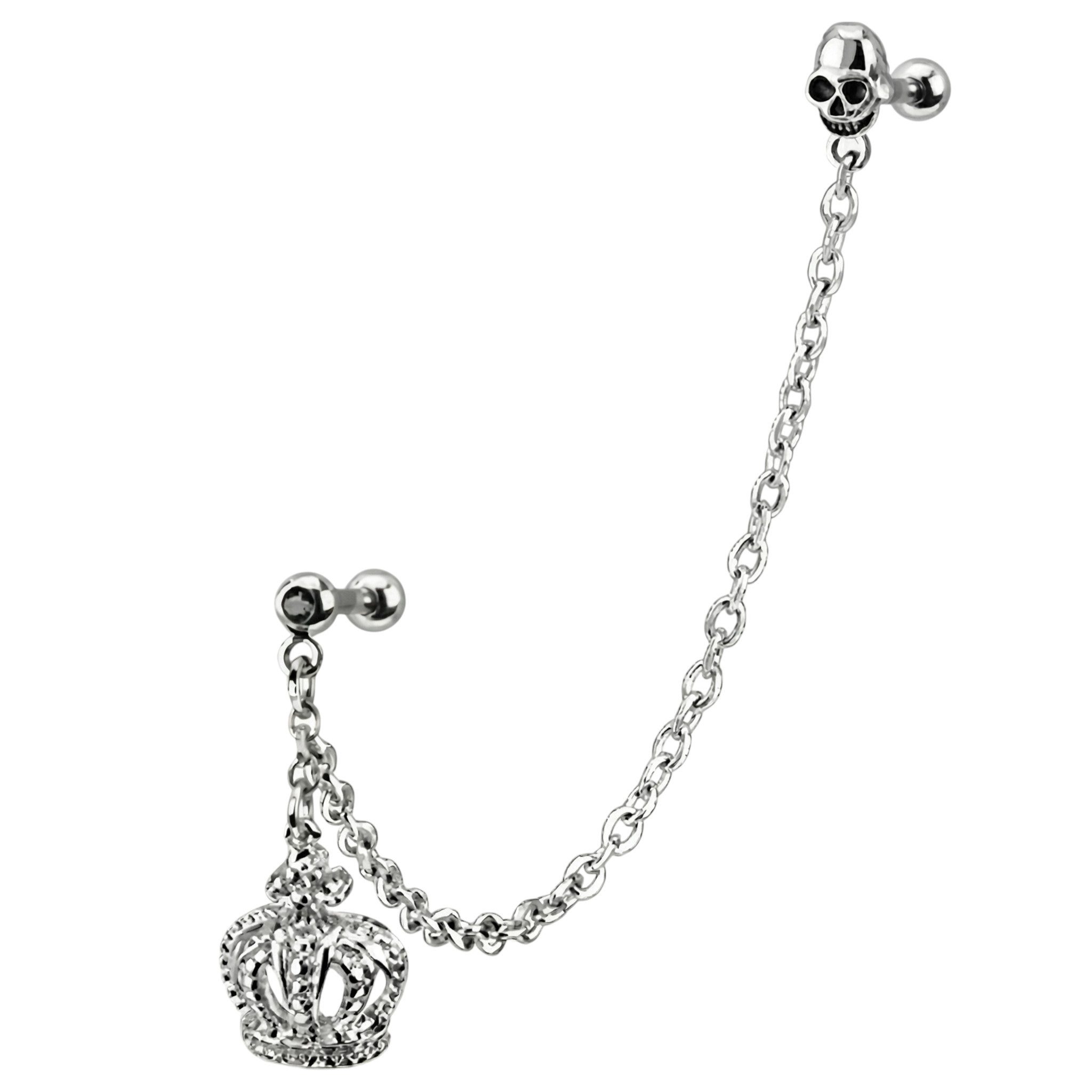 Piercing-Set Cartilage Helix Ohr Piercing Totenkopf Kette mit Kristall
