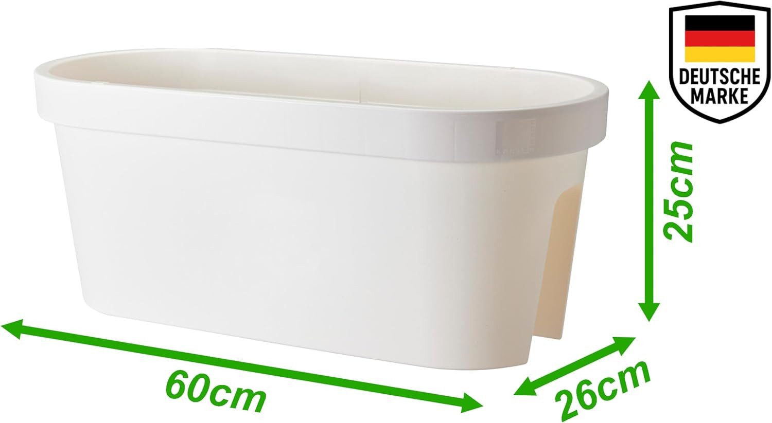 mucHome Balkonkasten für Geländer Breite 60cm Kunststoff Blumenkasten Blumentopf Pflanztopf