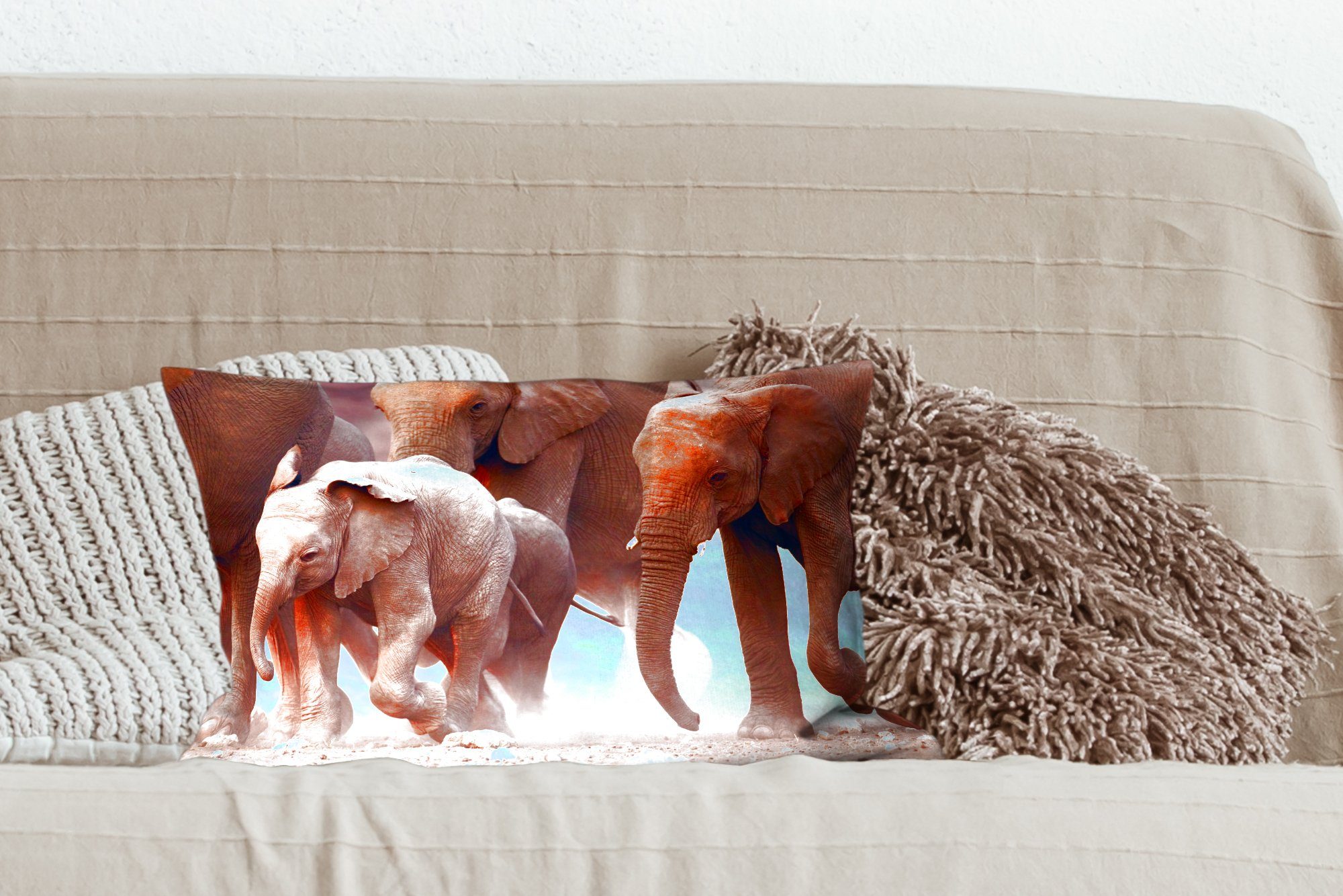 MuchoWow Dekokissen Elefant - Stoff, mit Schlafzimmer Füllung, Dekoration, Dekokissen - Wohzimmer Zierkissen, Tiere