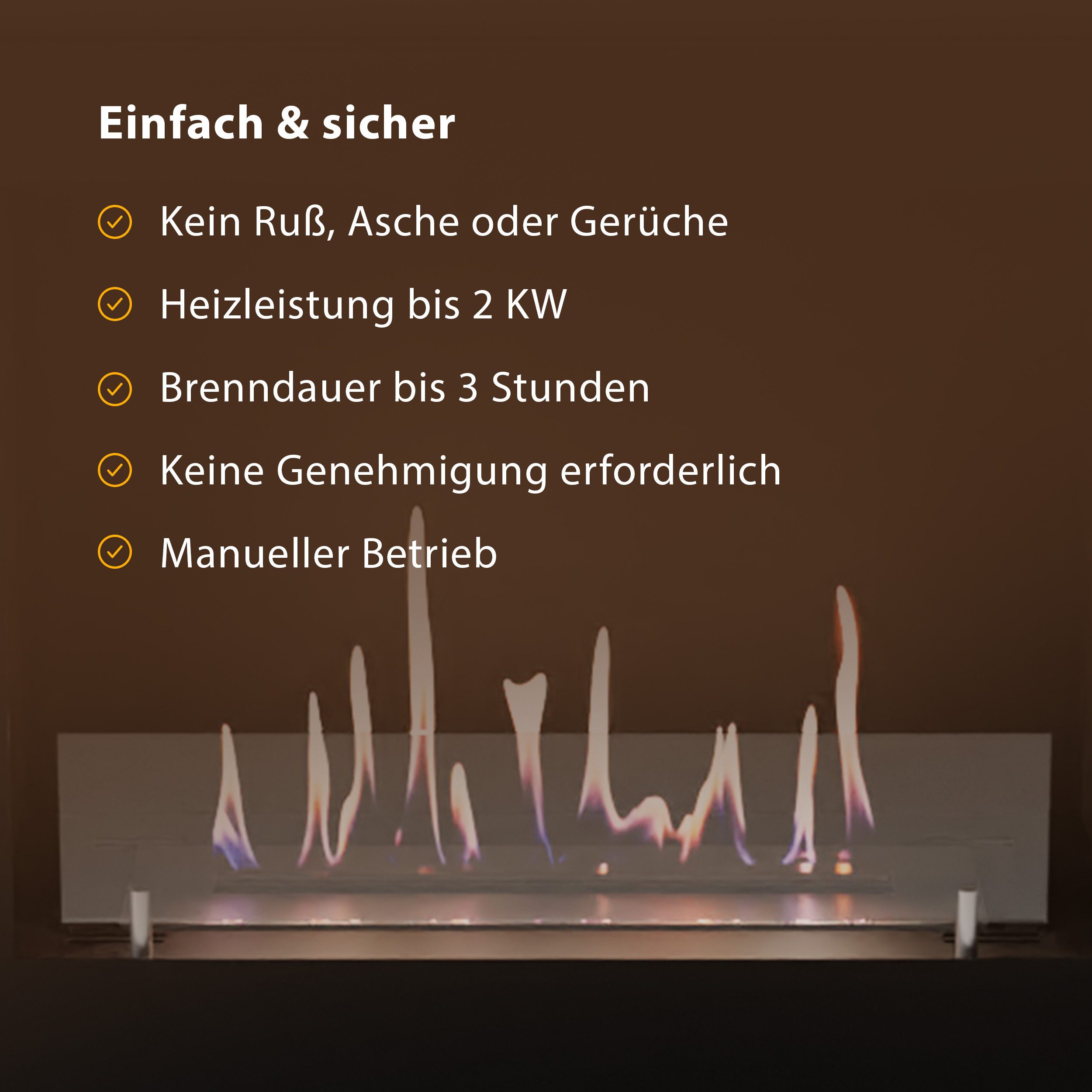 GLOW FIRE Echtfeuer-Dekokamin Halden Mini links Ethanol Kamin, Bioethanol Kamin mit 3h Brenndauer, Heizleistung bis 2kw