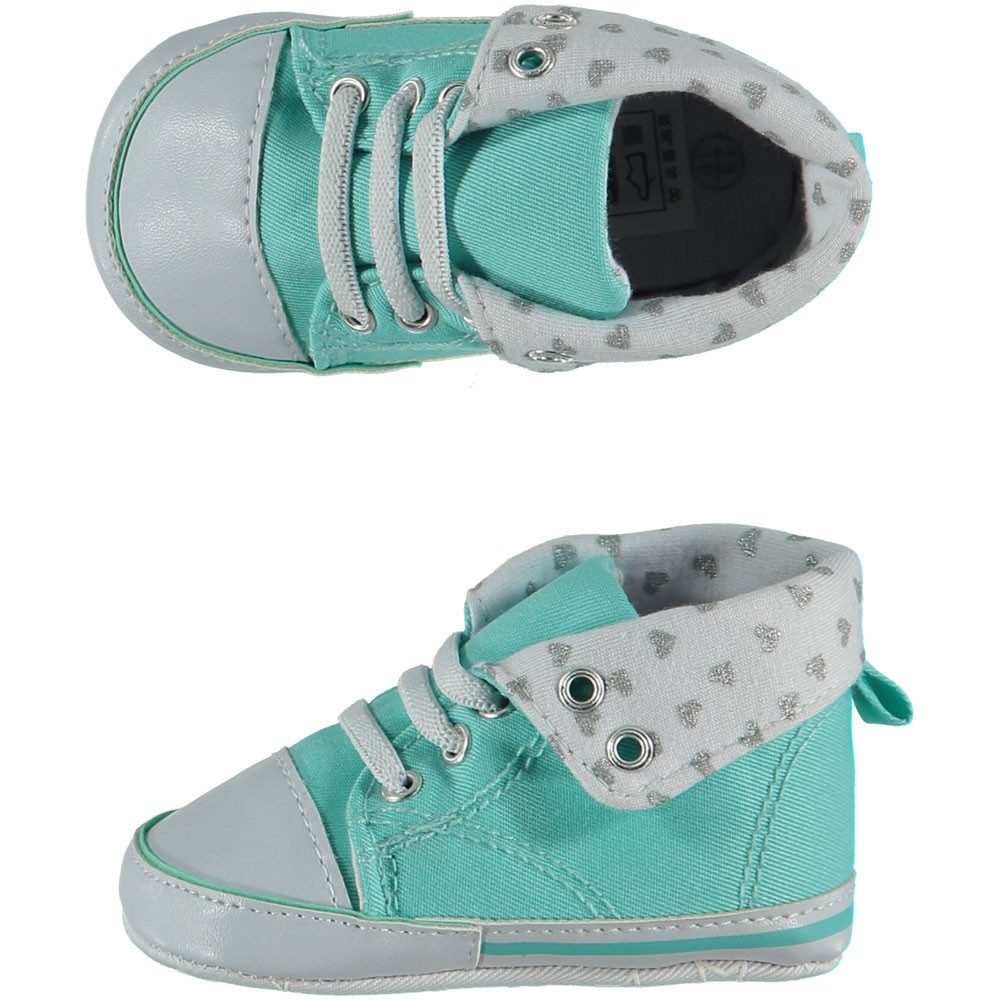 Steinnacher Bärbel Baby Sneaker für Mädchen türkis Herzchen Krabbelschuh